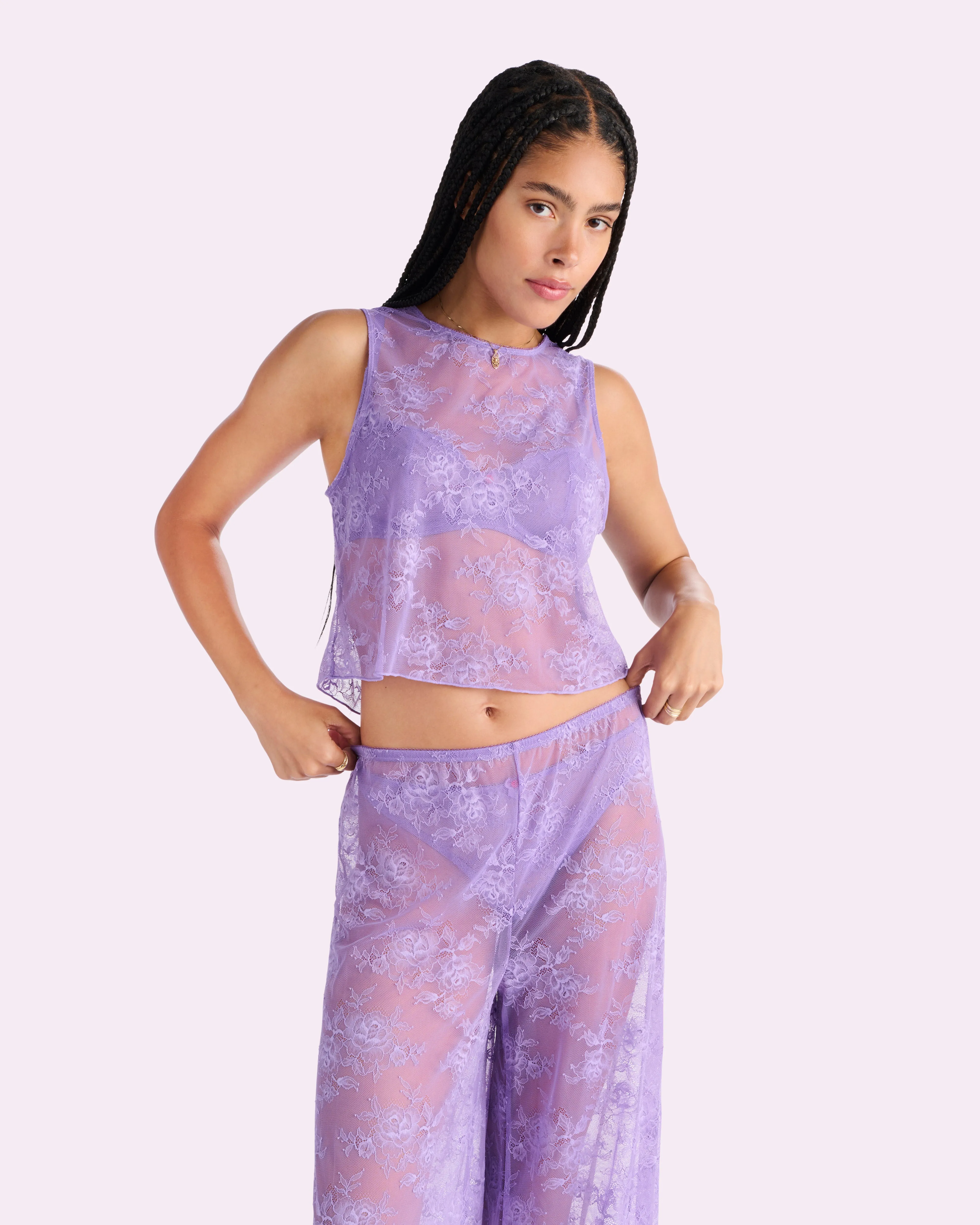 That Lace Wide Leg Pants | That Lace (Purple Paisley) sold by Parade