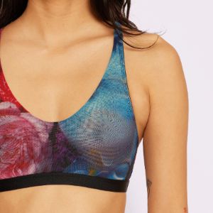 Racerback Scoop Bralette | Silky Mesh | Archive (Techno Bloom) sold by Parade