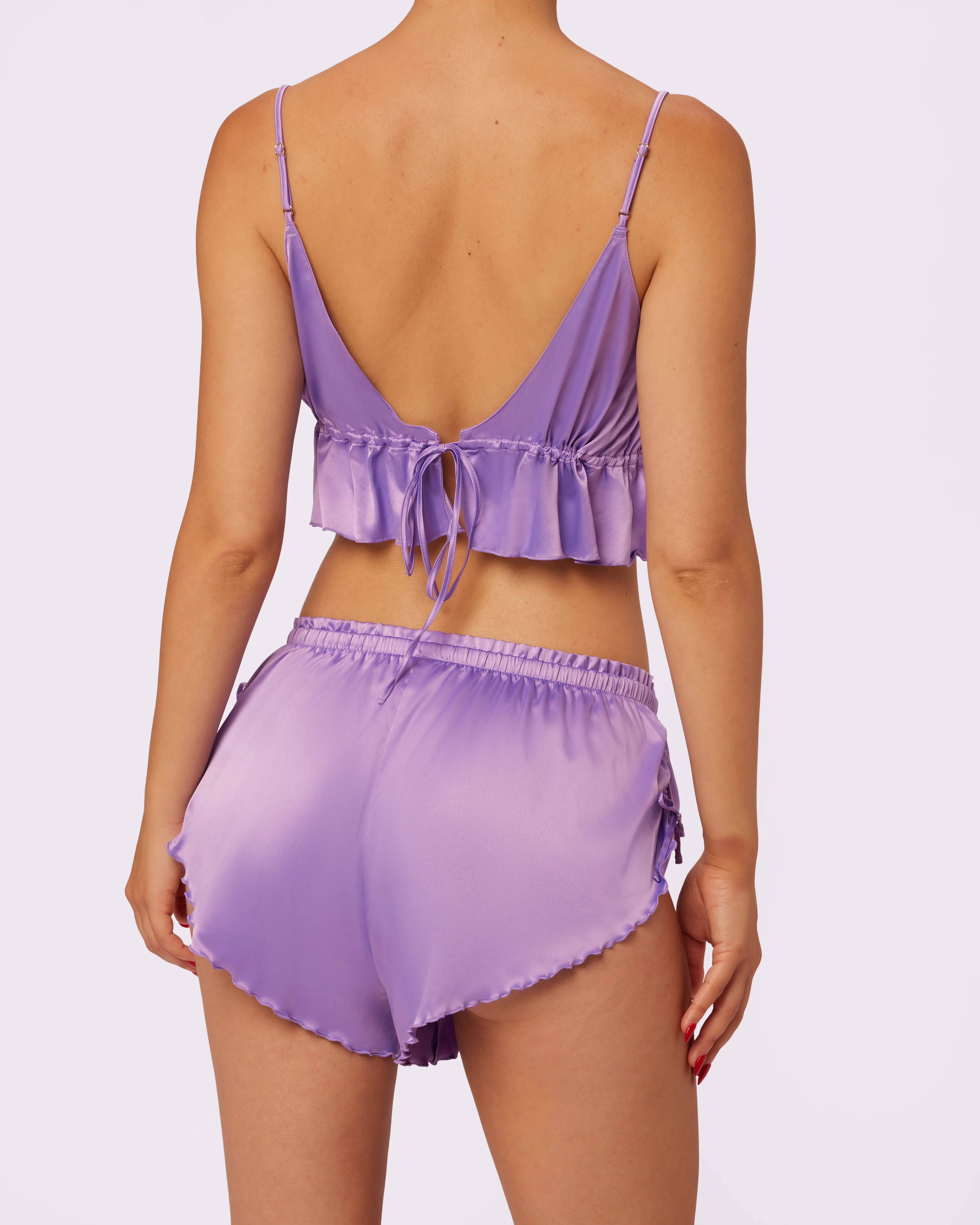 Luxe Tie-Back Flutter Crop | Luxe Satin (Wisteria) sold by Parade product image thumbnail 5