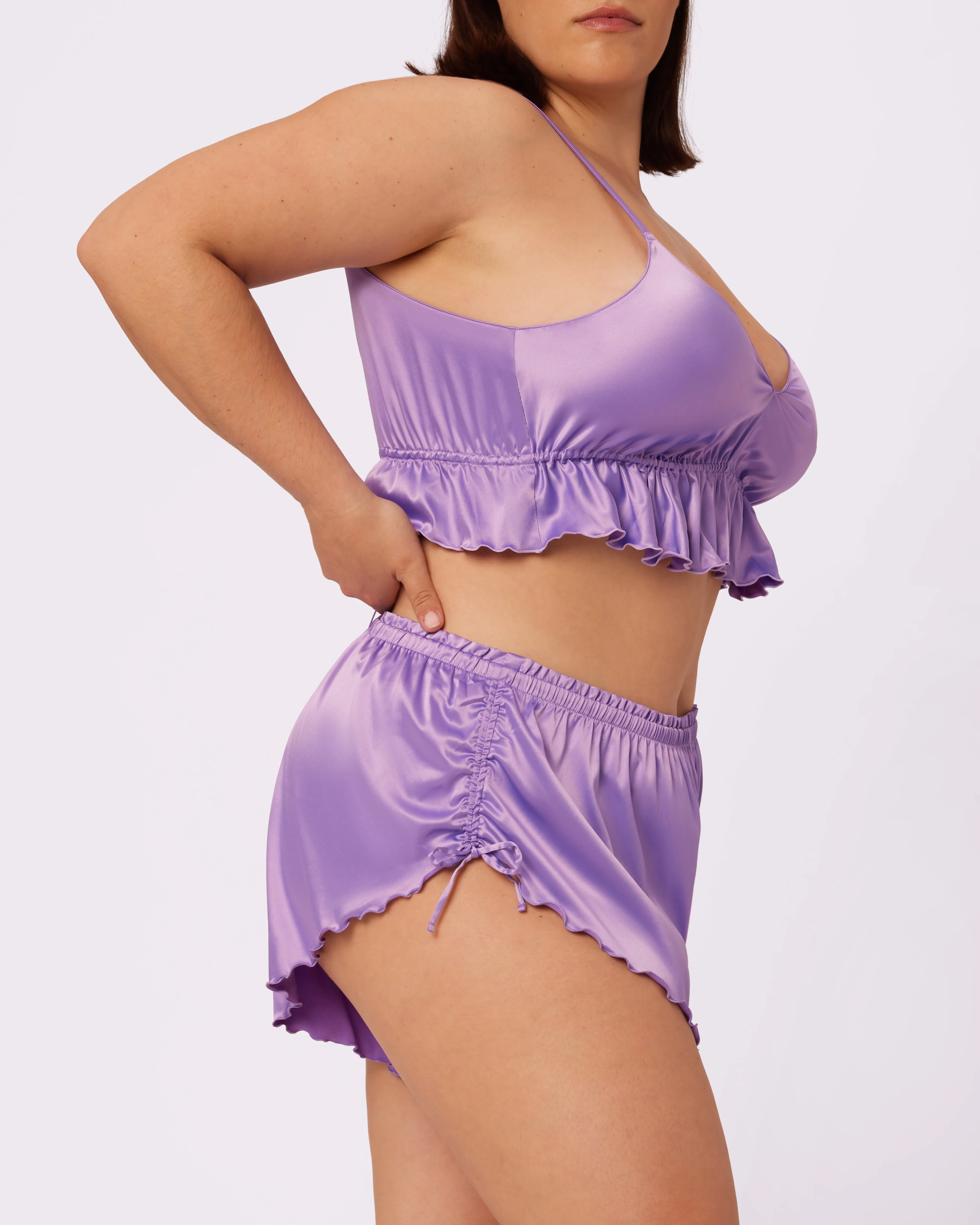 Luxe Tie-Back Flutter Crop | Luxe Satin (Wisteria) sold by Parade product image thumbnail 4