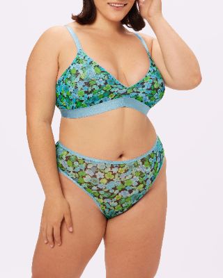 M GANNI Triangle Bralette | Silky Mesh (Lilypad) sold by Parade