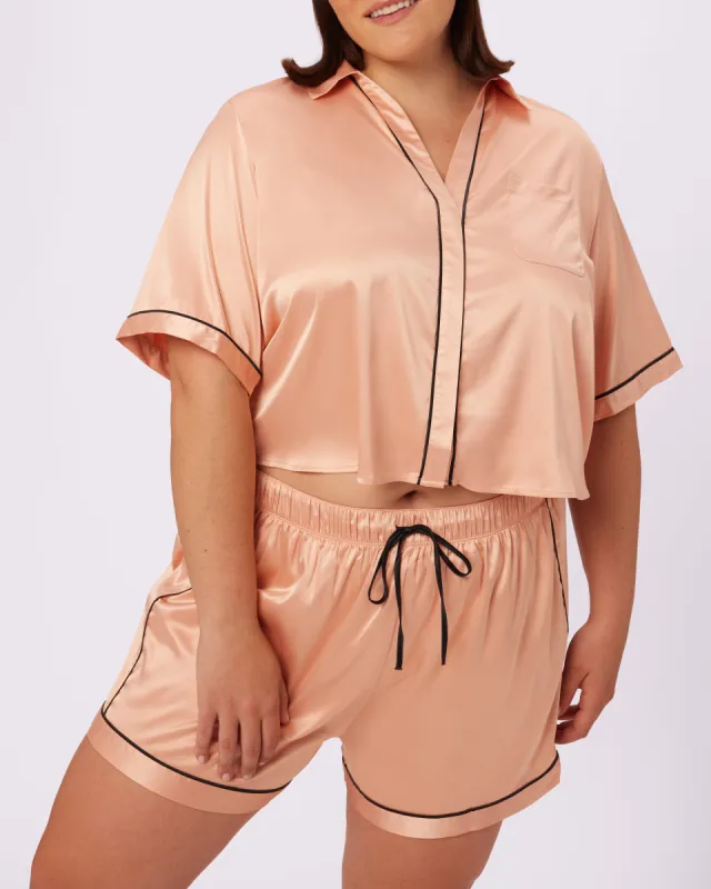 Luxe Sleep Button Up | Luxe Satin | Archive (Pink Peony) sold by Parade