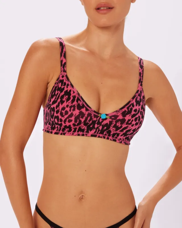 Betsey Johnson Vintage Rosette Triangle Bralette | New:Cotton | Archive (Electric Leopard) sold by Parade