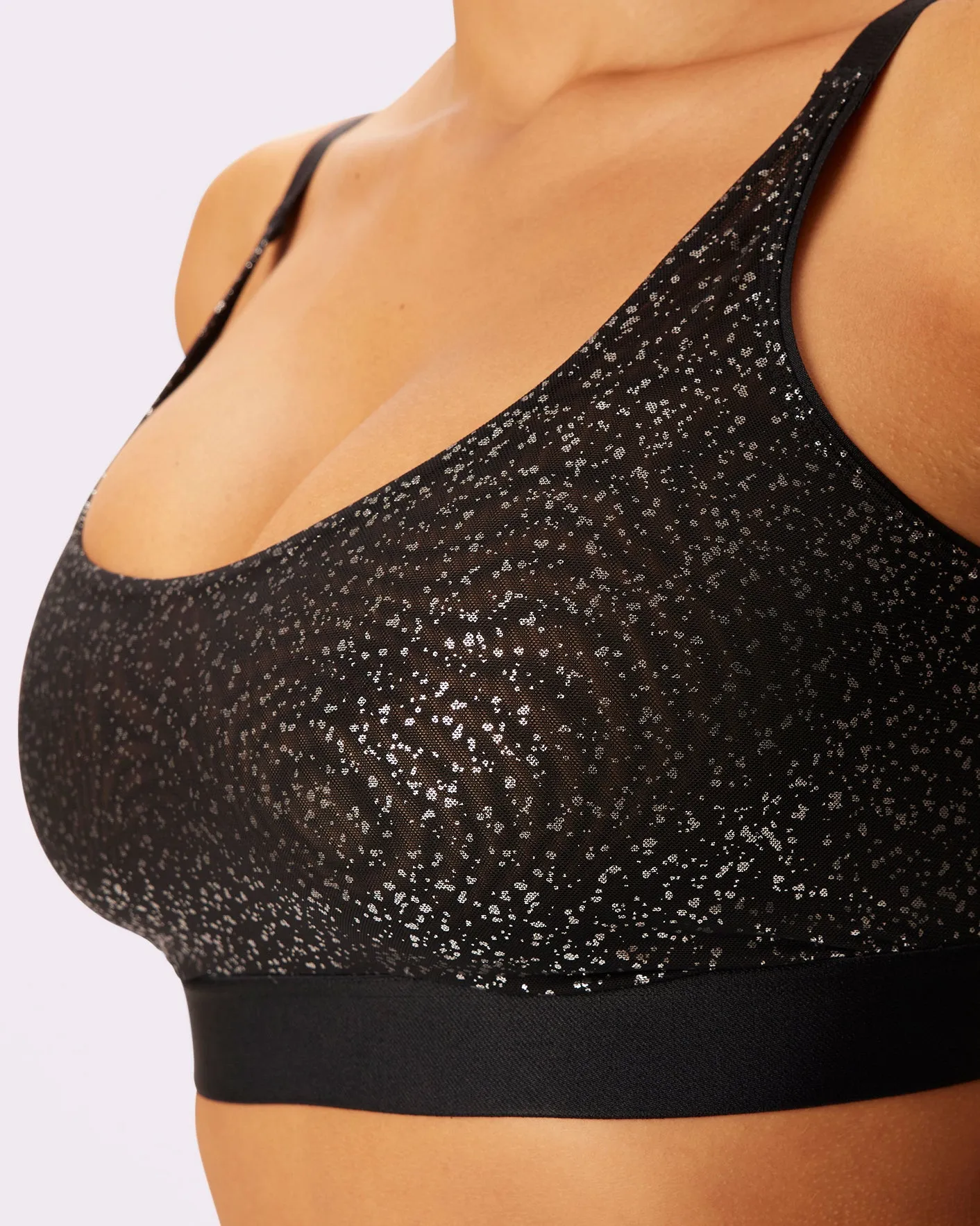 Luxe Mesh Scoop Bralette | Silky Mesh | Archive (Gunmetal Glitter) sold by Parade product image thumbnail 2