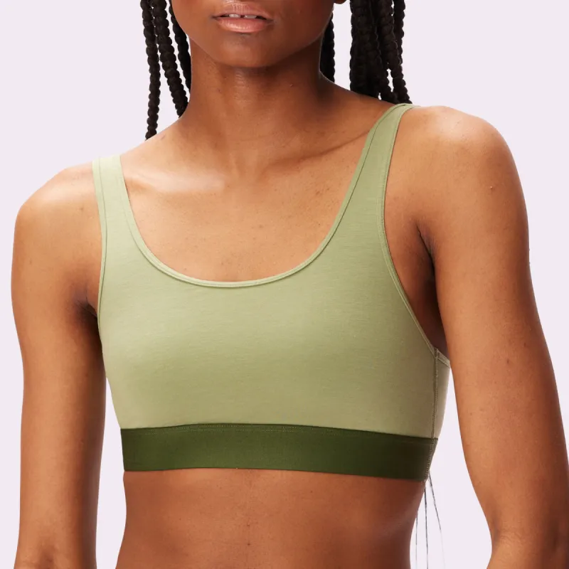 Plunge Back Scoop Bralette | New:Cotton | Archive (Moss) made by Parade