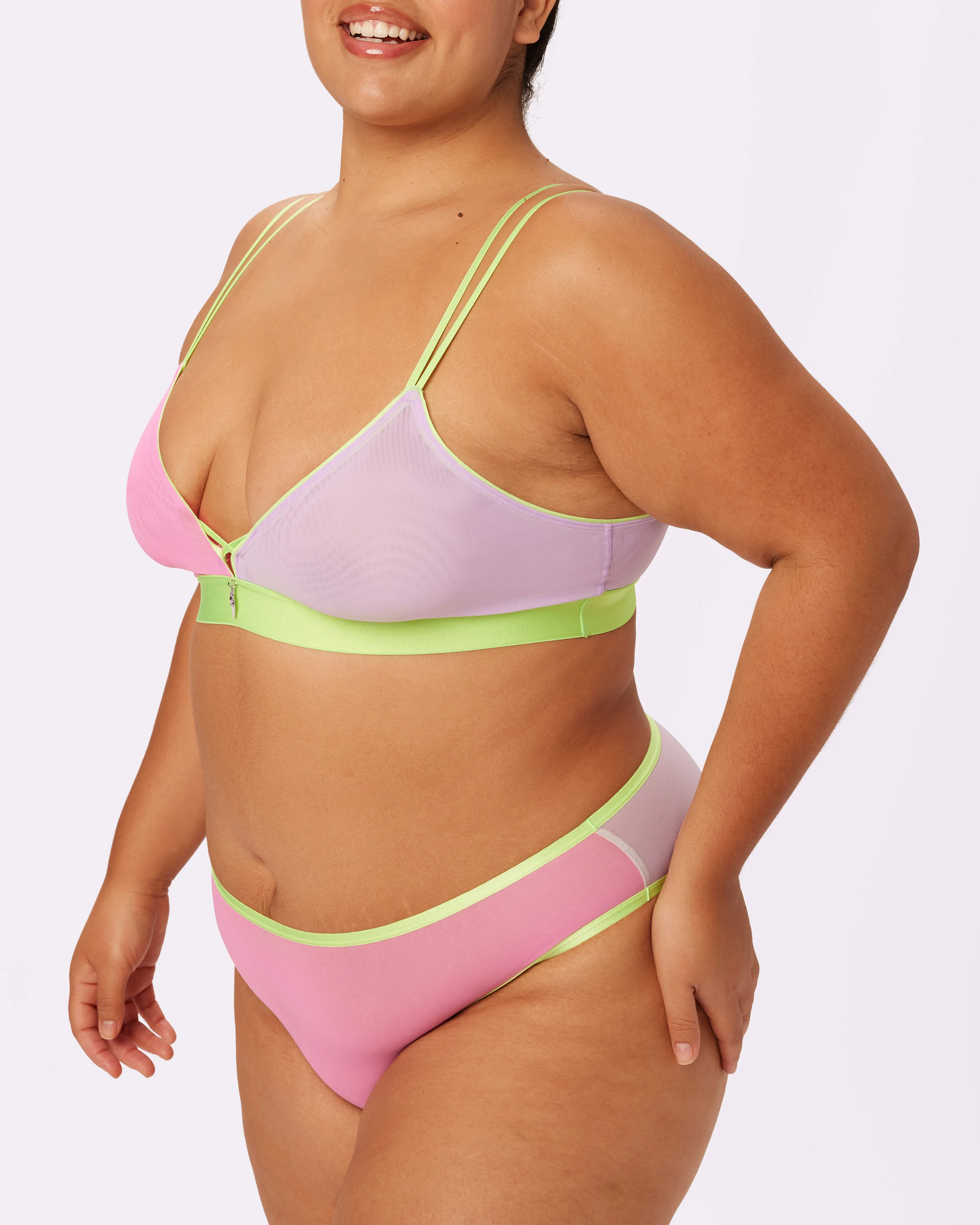 Cross-Back Triangle Bralette | Silky Mesh | Archive (Soft Serve) sold by Parade product image thumbnail 4