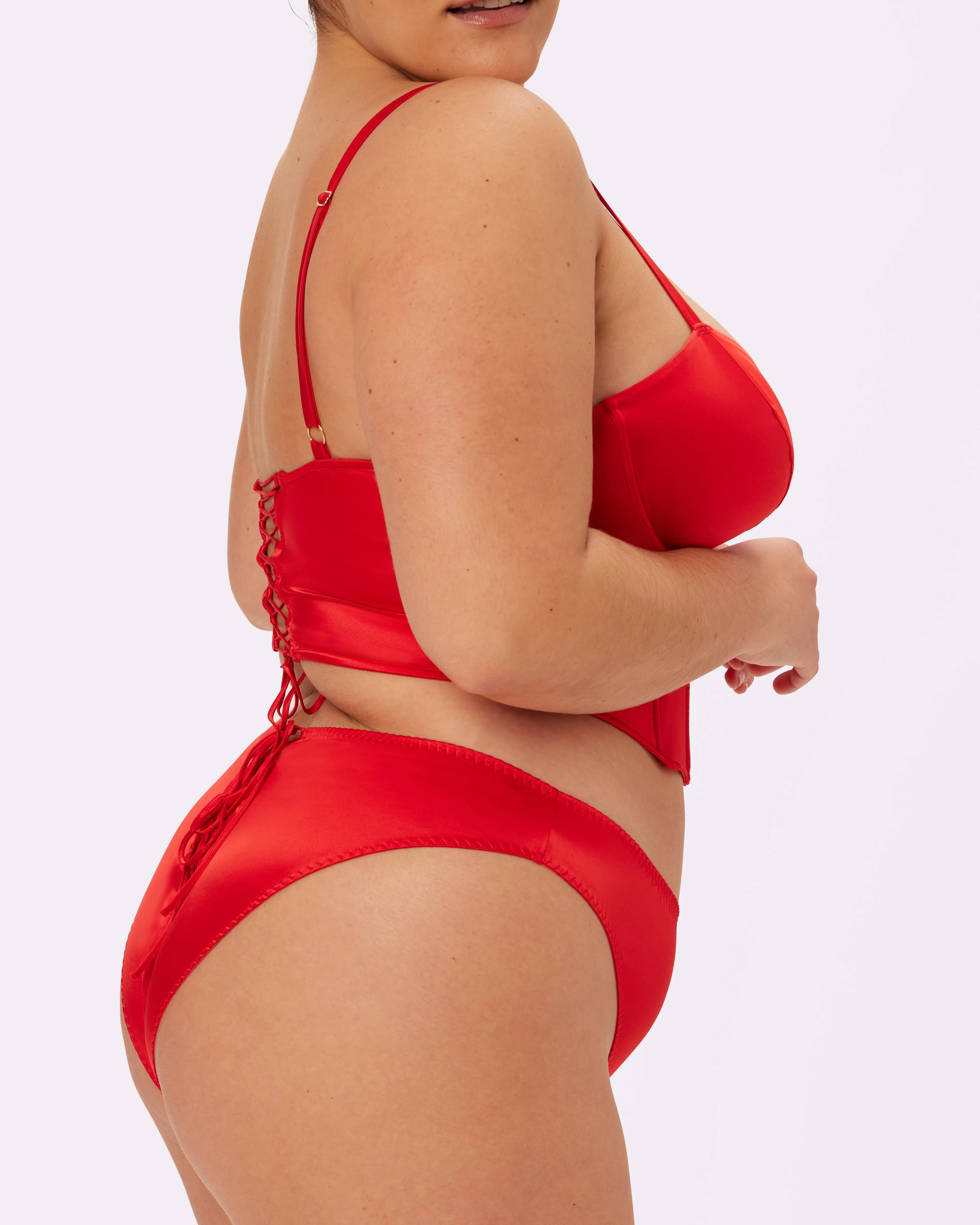 Satin Lace-up Cheeky | Glow Satin | Archive (Red Rose) sold by Parade product image thumbnail 3