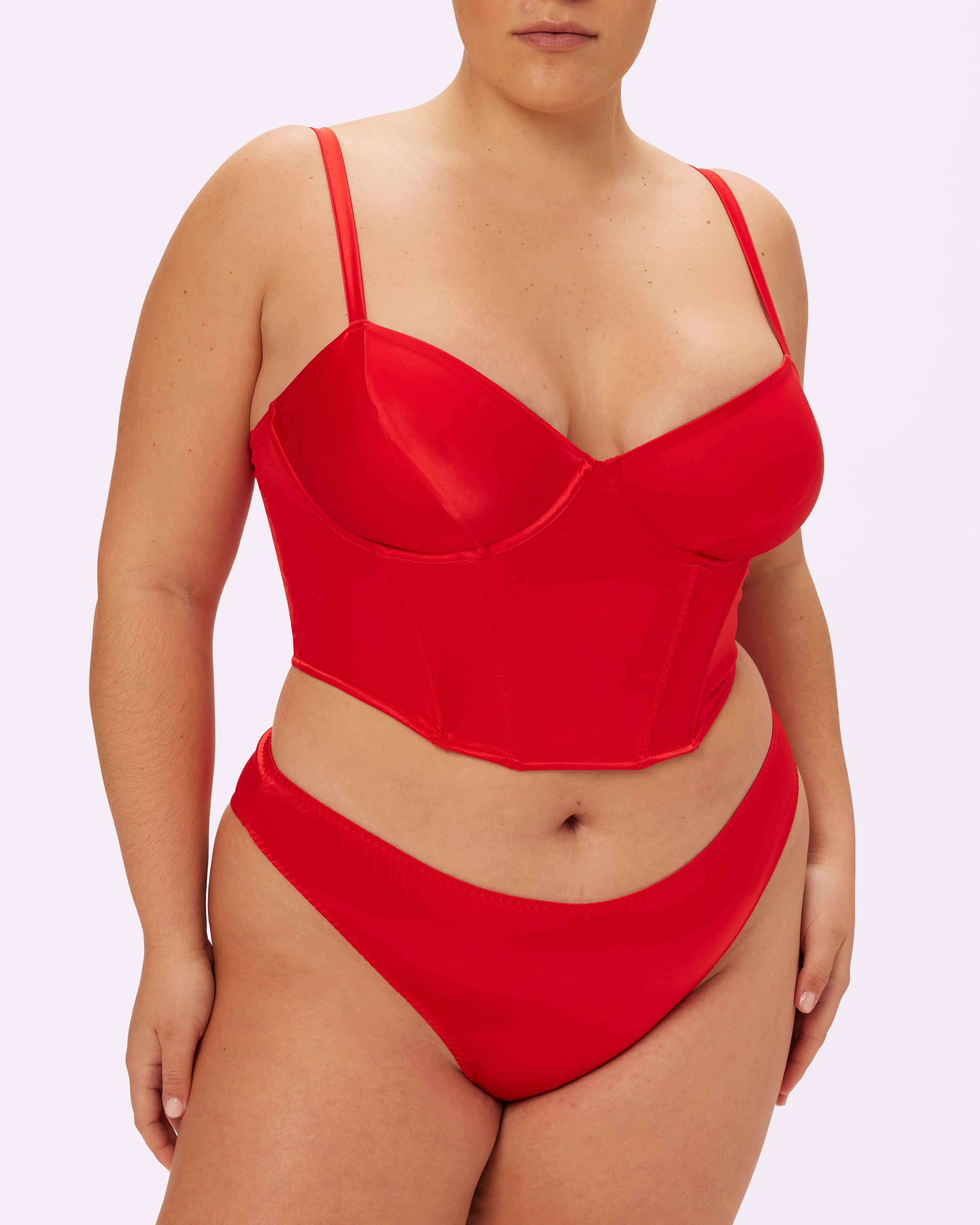 Satin Lace-up Cheeky | Glow Satin | Archive (Red Rose) sold by Parade product image thumbnail 2