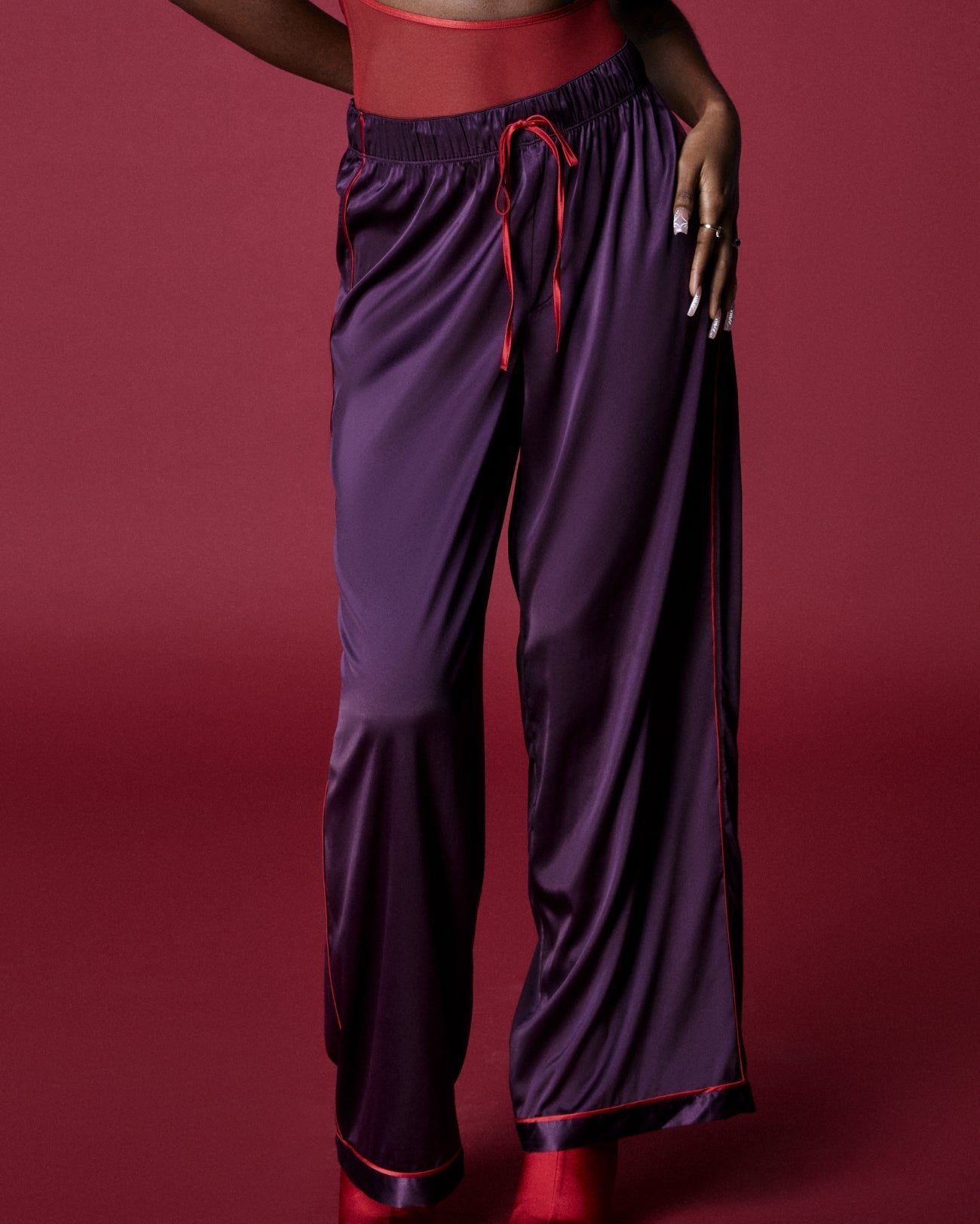 Dream Wide Leg Pants | Luxe Satin | Archive (Bordeaux) sold by Parade product image thumbnail 2