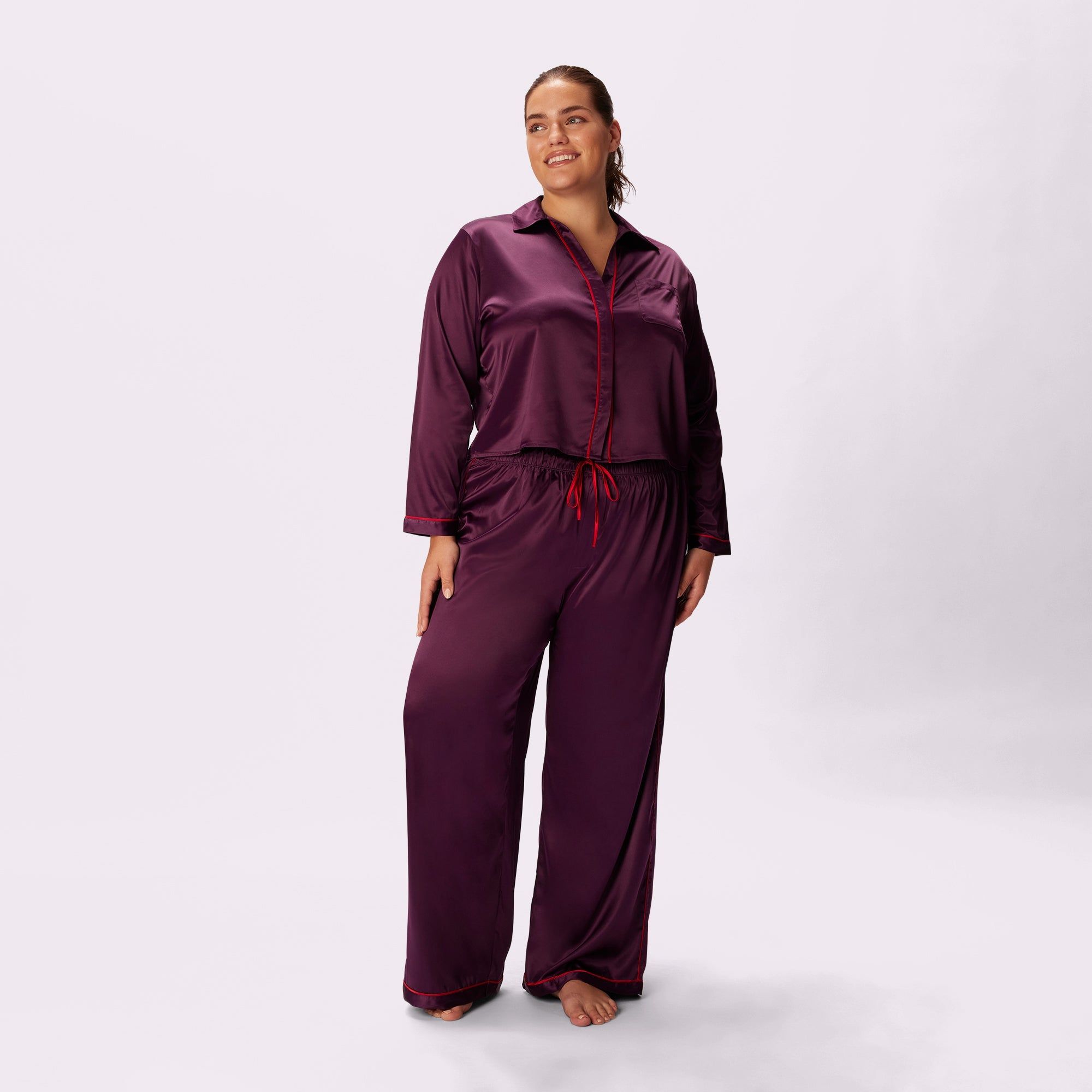 Dream Wide Leg Pants | Luxe Satin | Archive (Bordeaux) sold by Parade