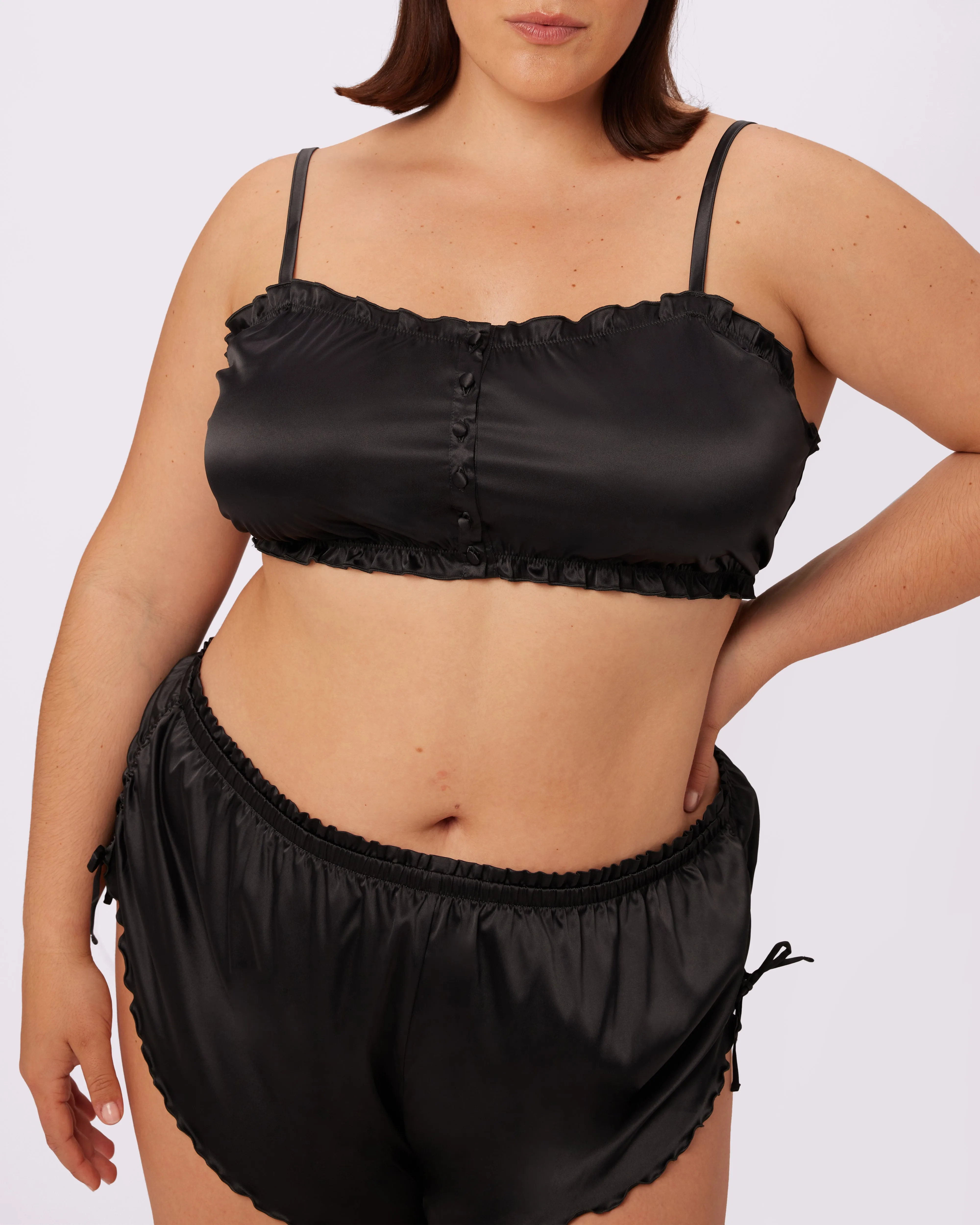 Luxe Button-Up Crop | Luxe Satin (Eightball) sold by Parade product image thumbnail 4