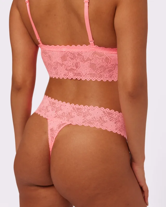 Perfect Lace Mid-rise Thong | Soft Lace in Stars | Archive (Dreamhouse) sold by Parade