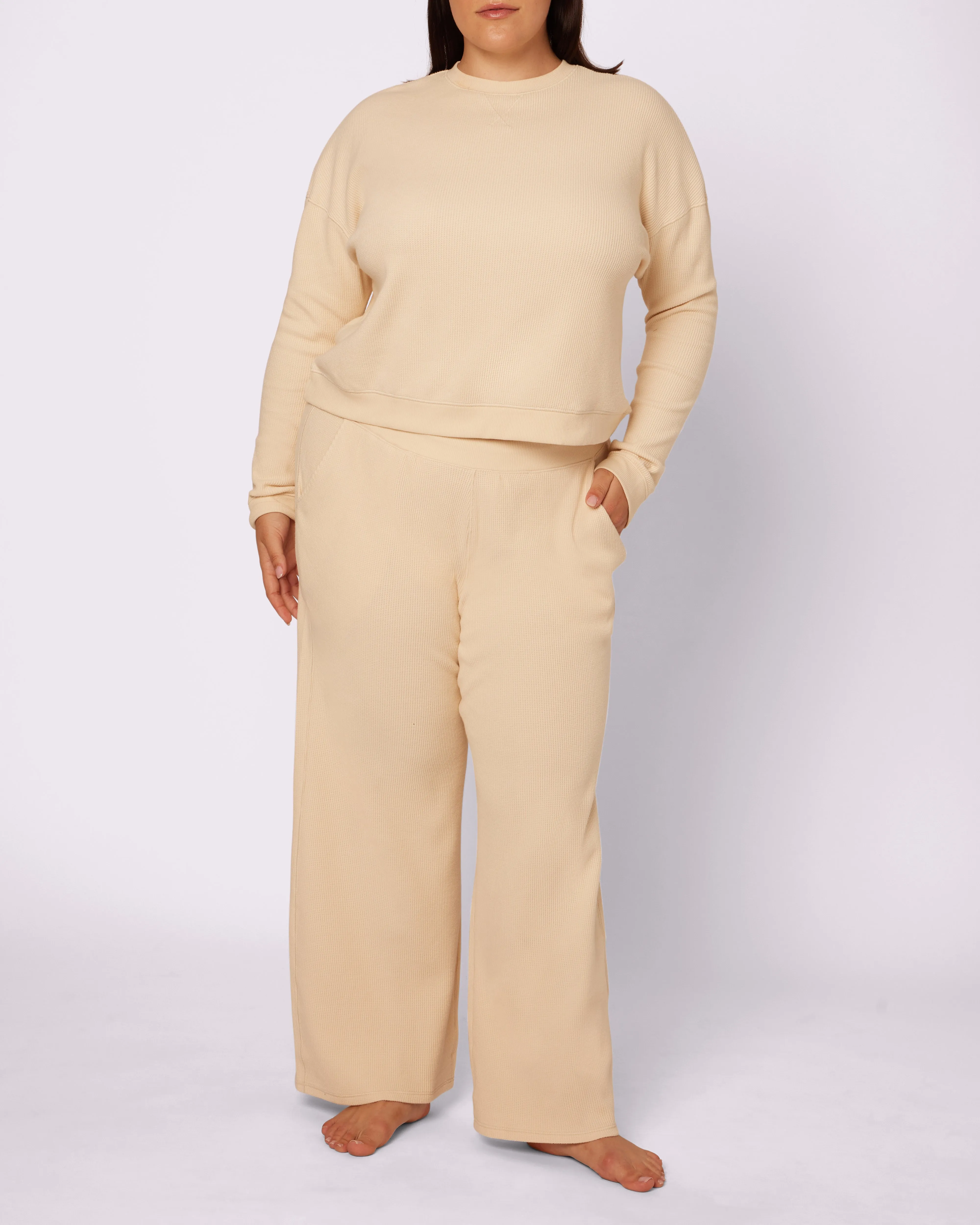 Cozy Casual Wide-Leg Pants | Cozy Waffle | Archive (Creme Brulee) sold by Parade