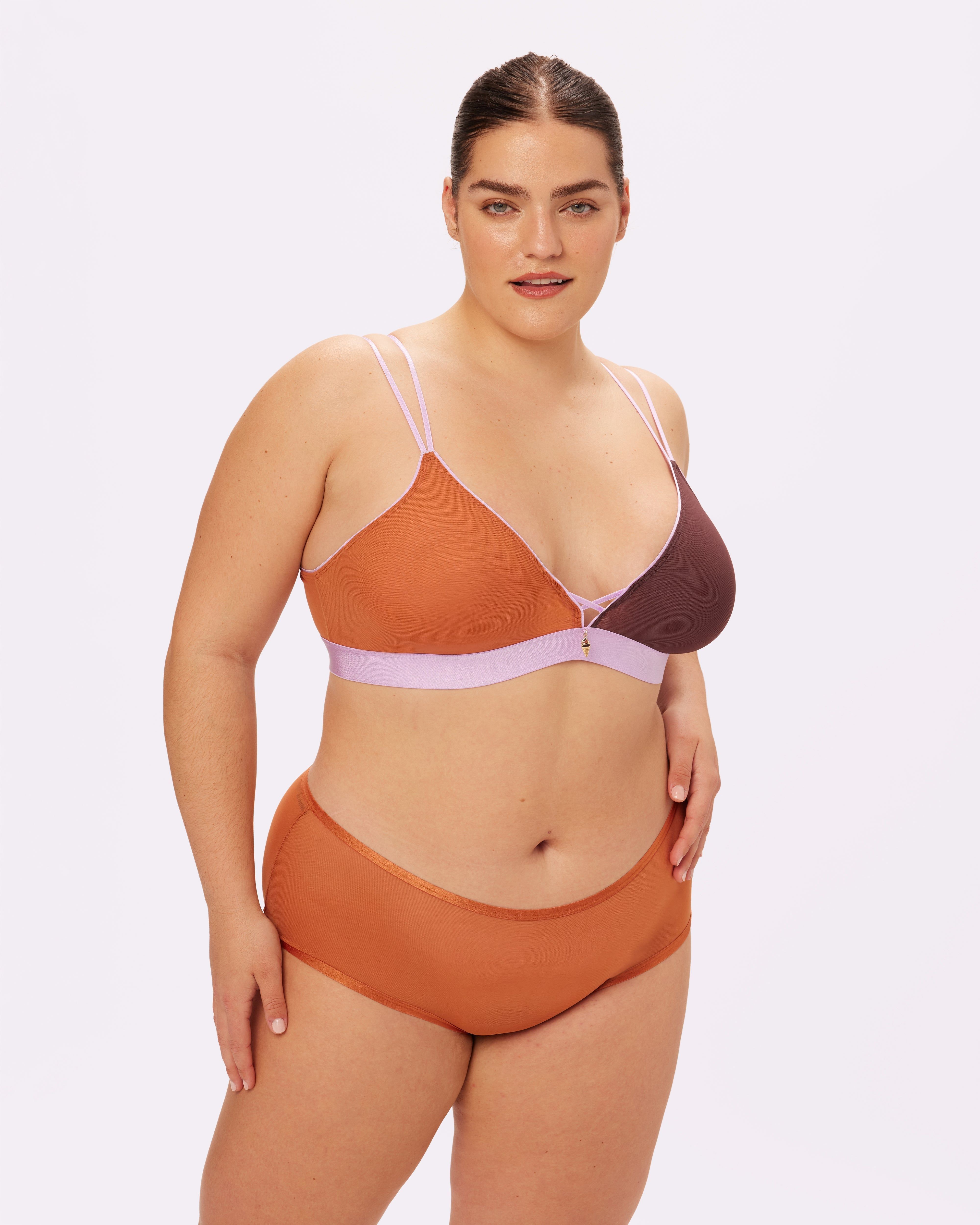 XS Cross-Back Triangle Bralette | Silky Mesh | Archive (Waffle Cone) sold by Parade product image thumbnail 2