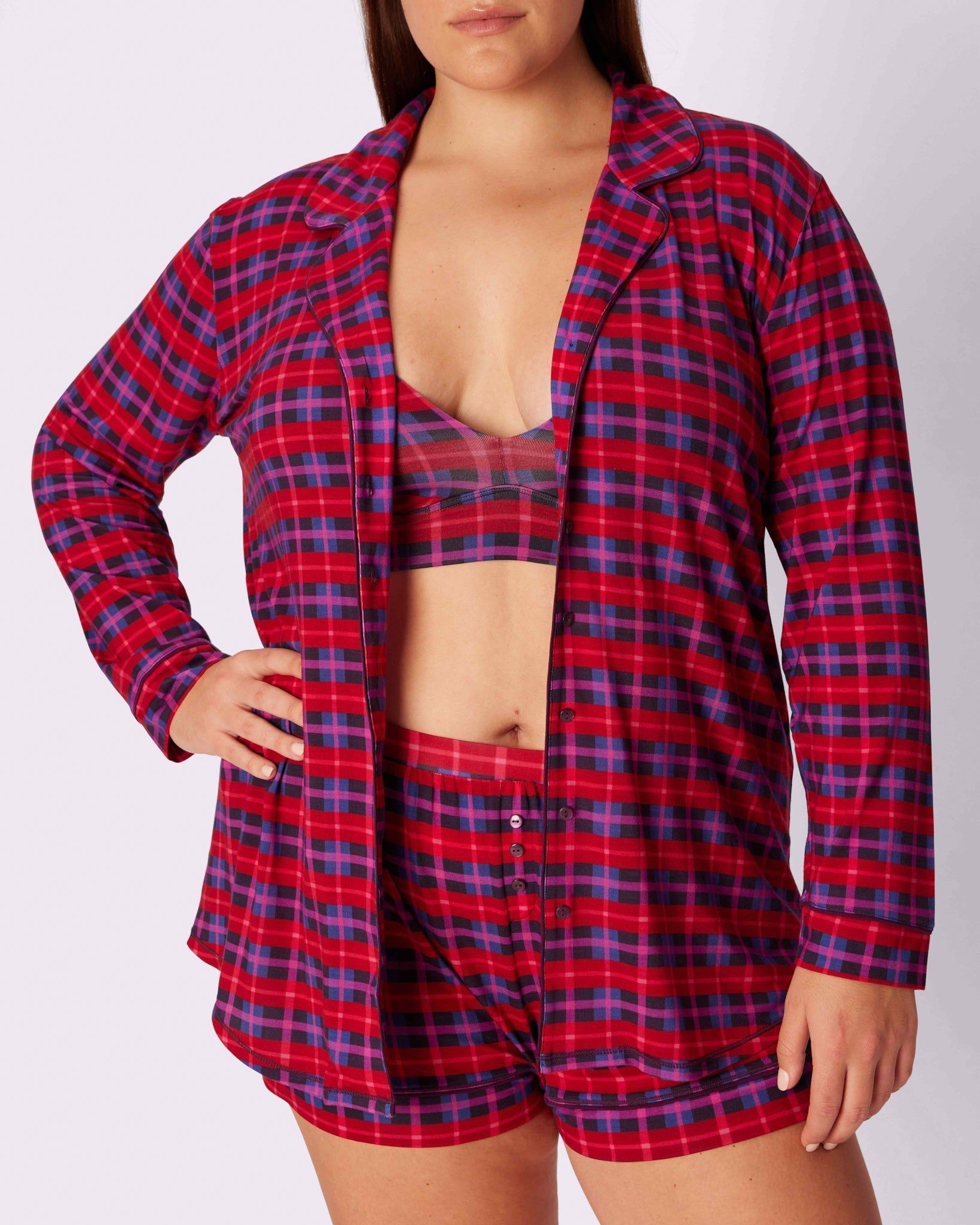 M Cloud Longsleeve Button Up | SuperSoft | Archive (Crushed Berry Plaid) sold by Parade