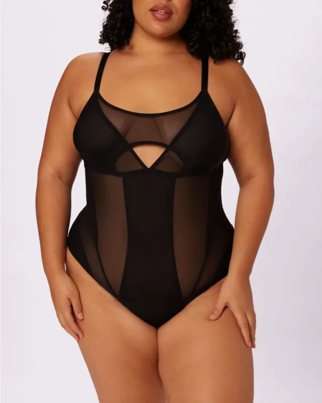 Sheer Contour Cutout Bodysuit | Silky Mesh | Archive (Eightball) made by Parade
