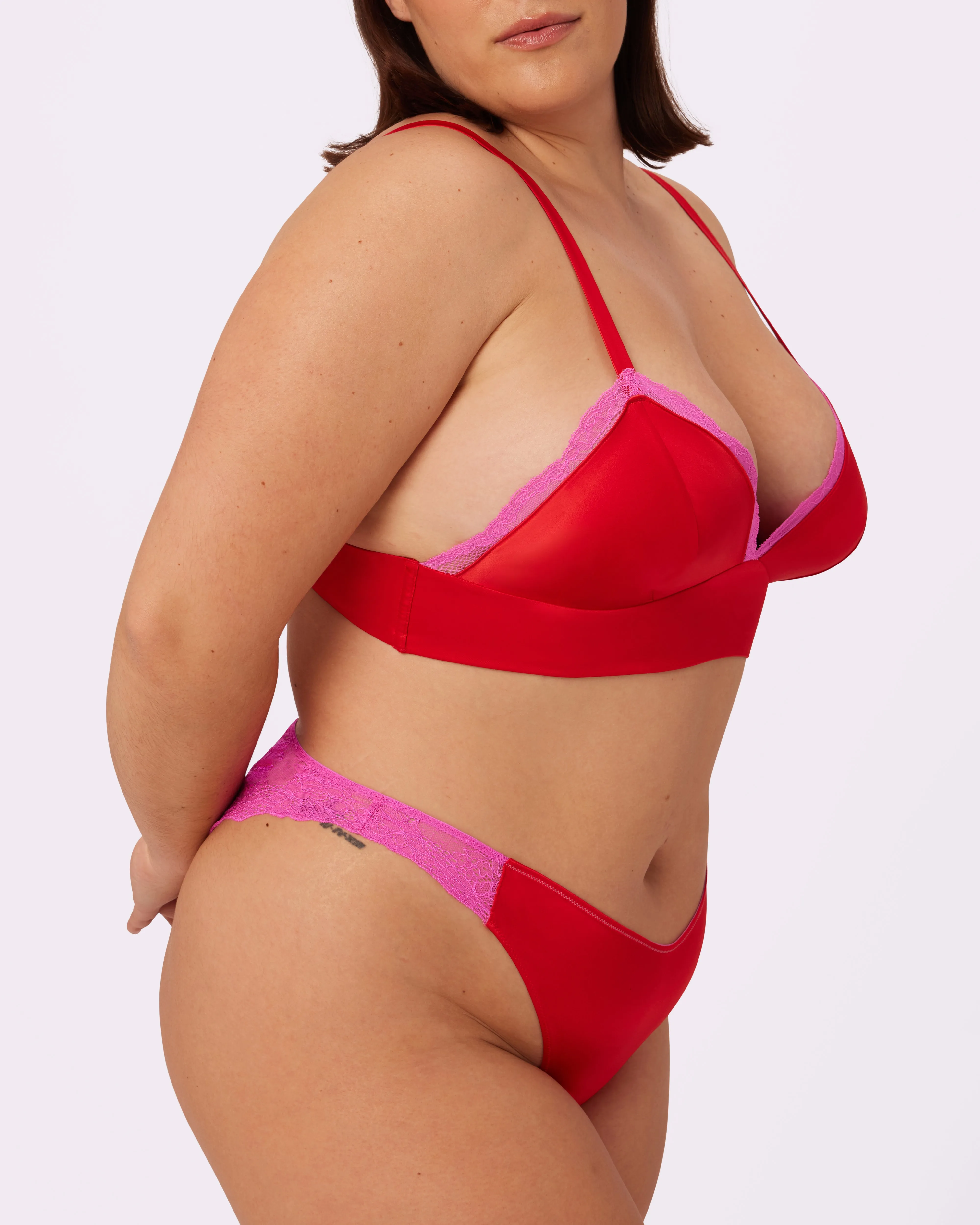 Luminous Lace Longline Bralette | Glow Satin | Archive (Red Rose) sold by Parade product image thumbnail 2