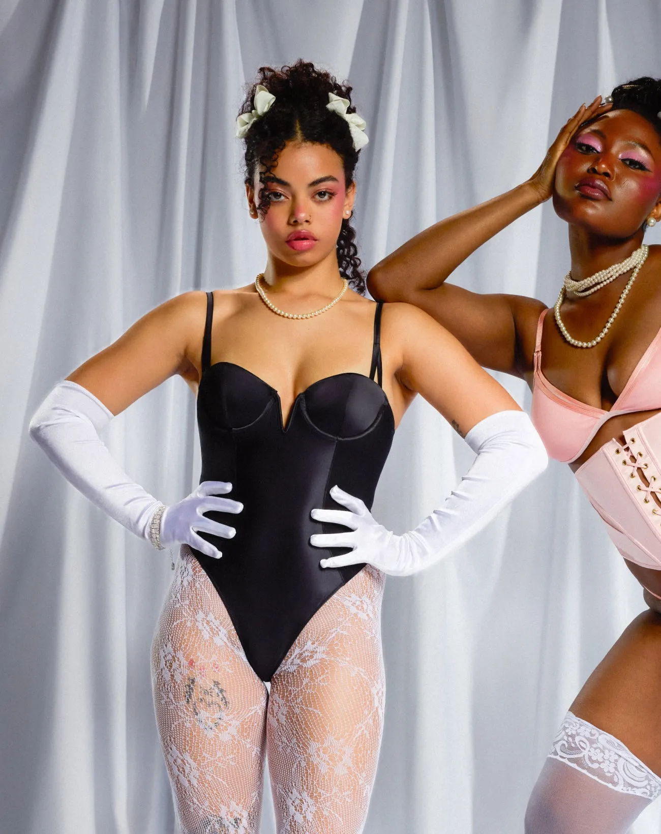 Sheer Sculpt Demi Bodysuit | Glow Satin | Archive (Eightball) sold by Parade