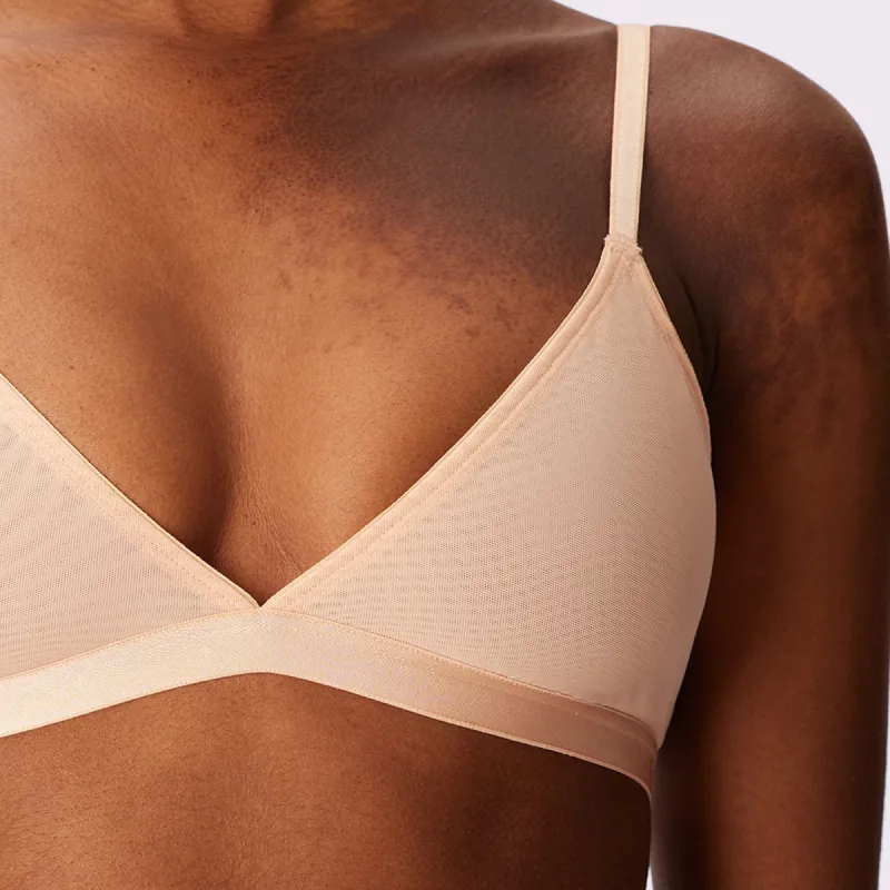 Triangle Bralette | Silky Mesh | Archive (Oatmilk) sold by Parade