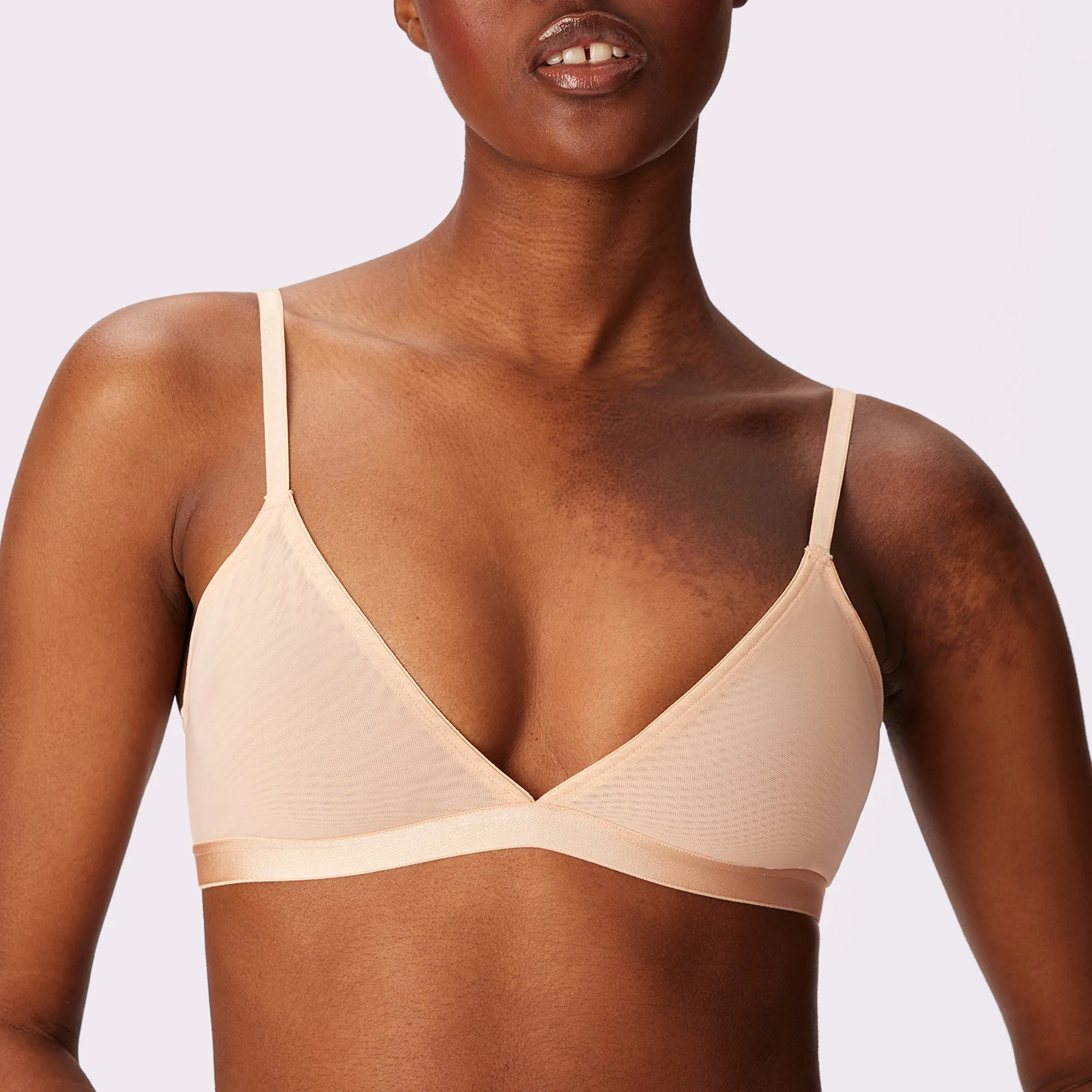 Triangle Bralette | Silky Mesh | Archive (Oatmilk) sold by Parade product image thumbnail 4
