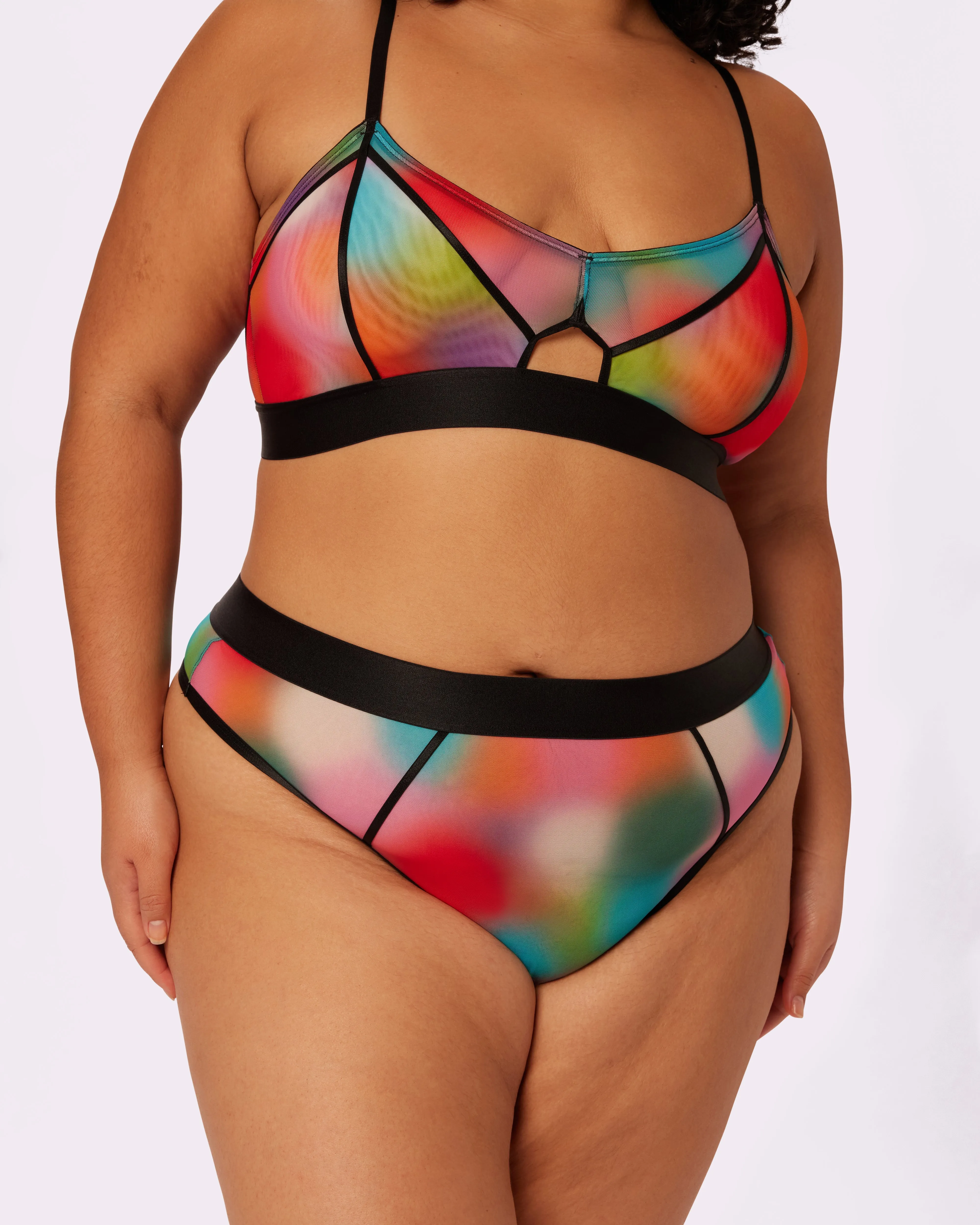 Sheer Sculpt Pop High Cut Thong | Silky Mesh (Supernova) sold by Parade