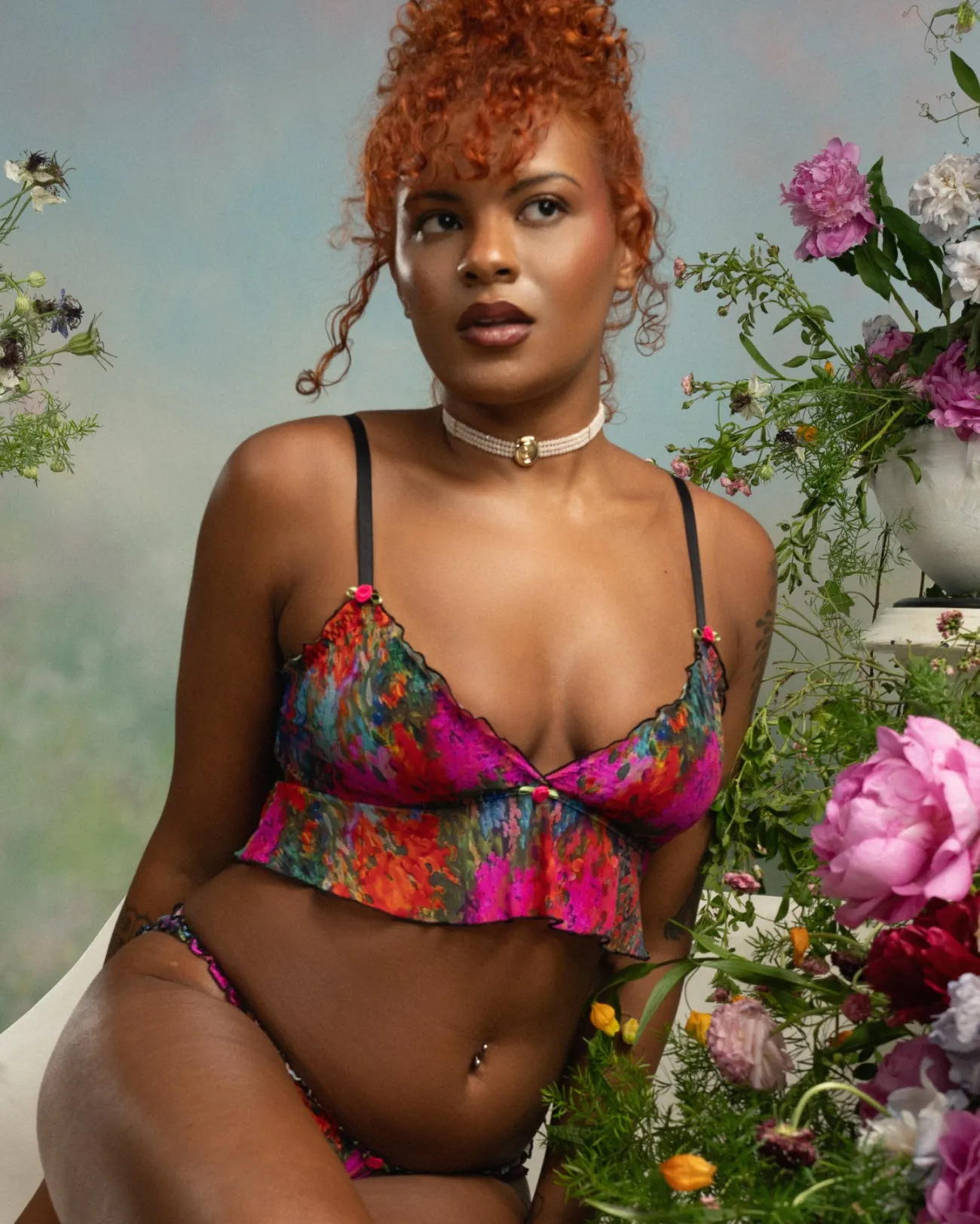 Silky Mesh Flutter Longline Bralette | Silky Mesh | Archive (Monet Floral) sold by Parade