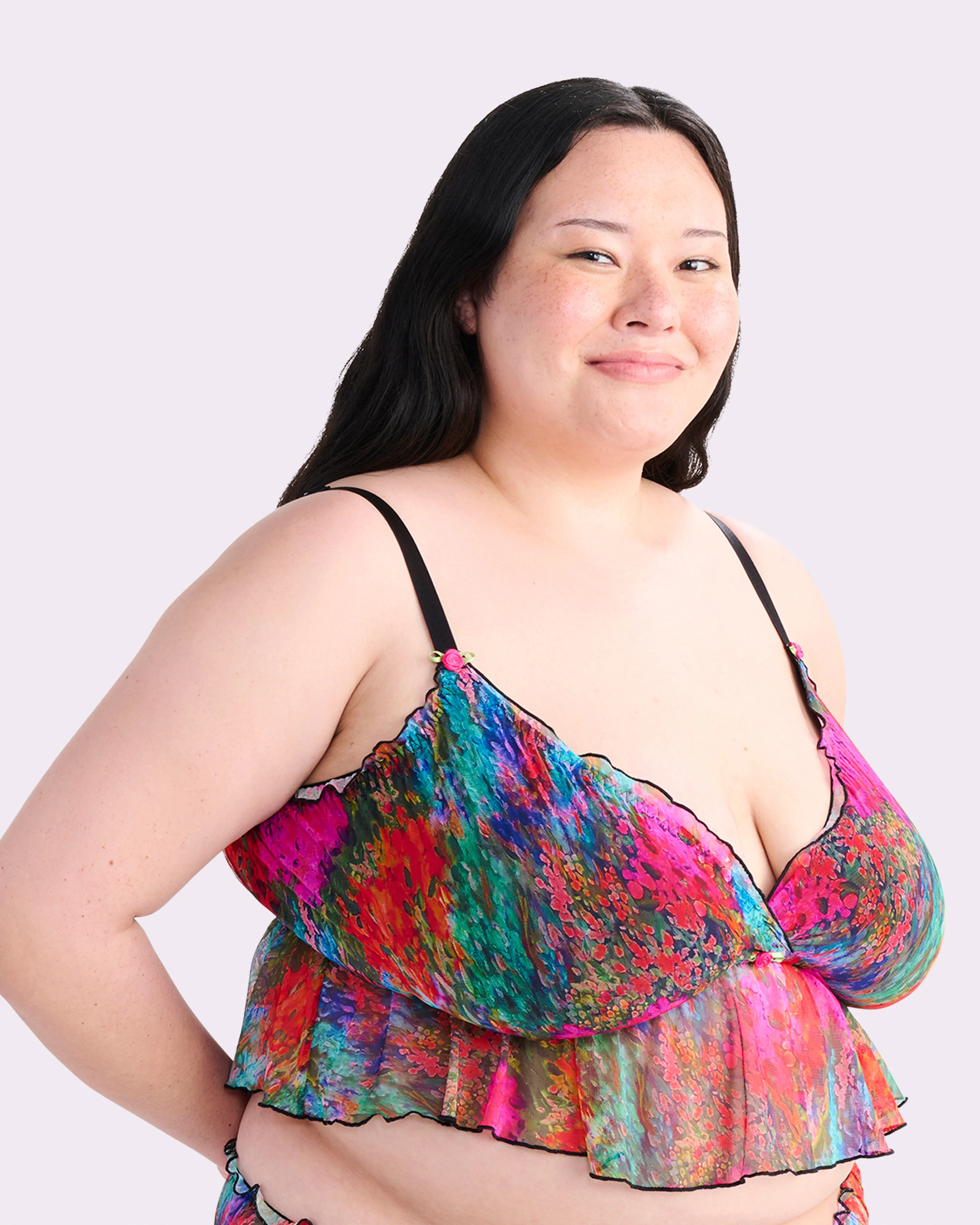 Silky Mesh Flutter Longline Bralette | Silky Mesh | Archive (Monet Floral) sold by Parade product image thumbnail 3