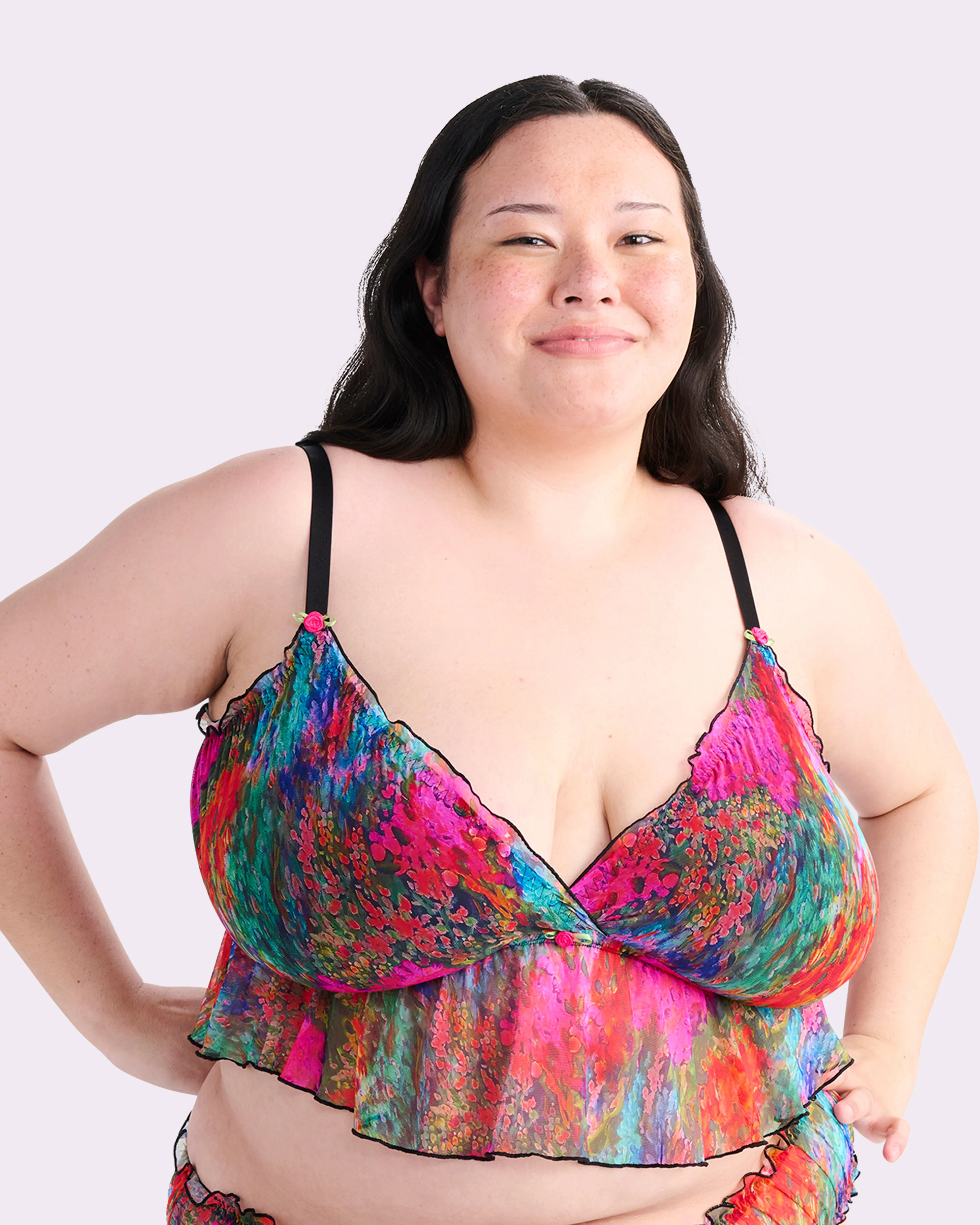 Silky Mesh Flutter Longline Bralette | Silky Mesh | Archive (Monet Floral) sold by Parade product image thumbnail 2