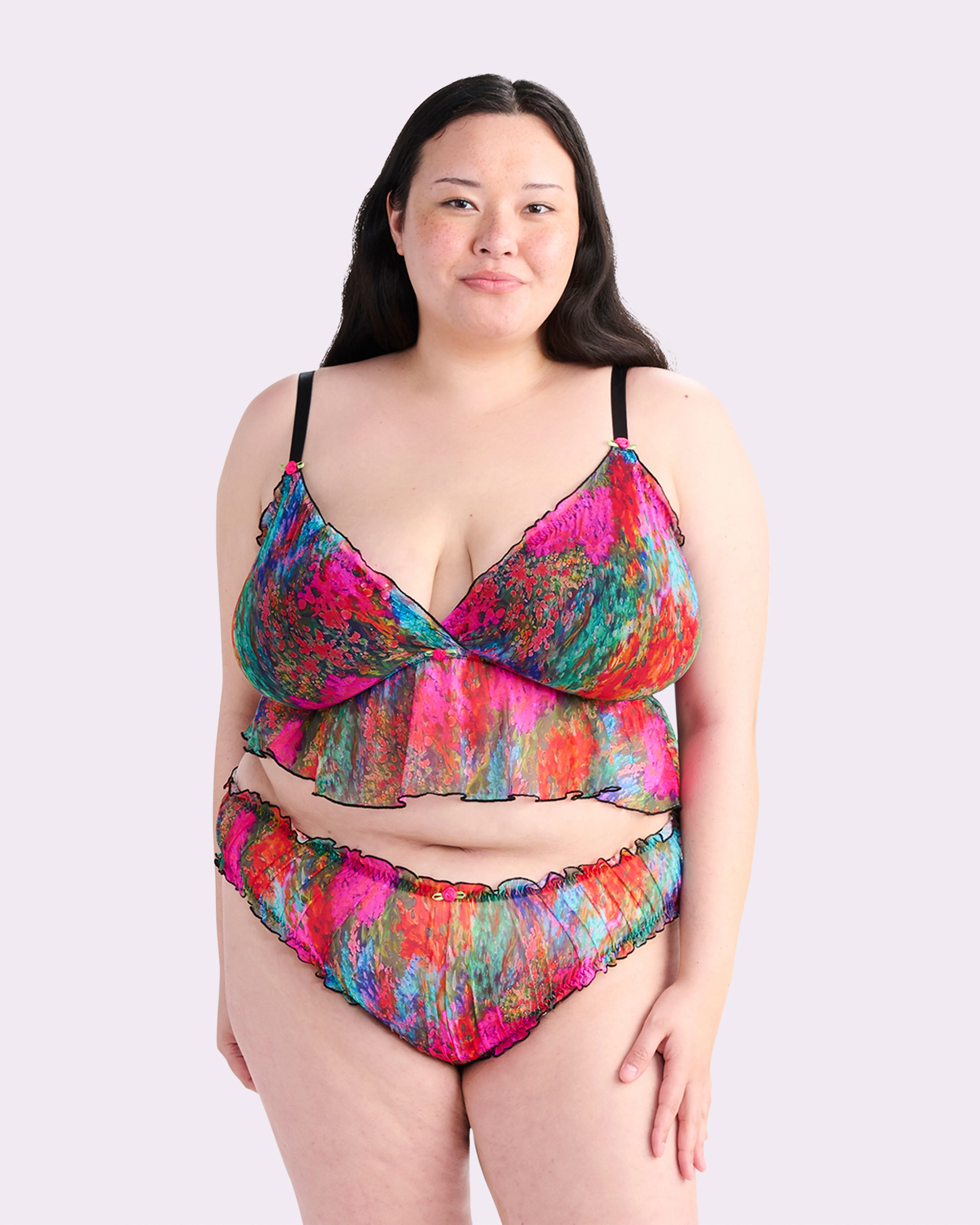 Silky Mesh Flutter Longline Bralette | Silky Mesh | Archive (Monet Floral) sold by Parade product image thumbnail 5