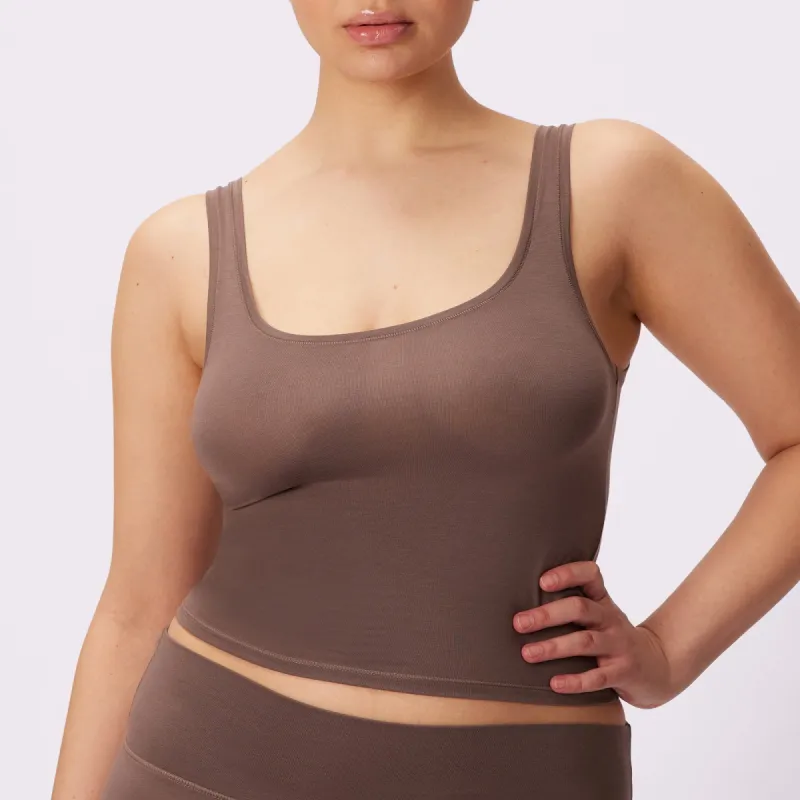 XS Vintage Essential Scoop Tank | New:Cotton | Archive (Truffle) sold by Parade