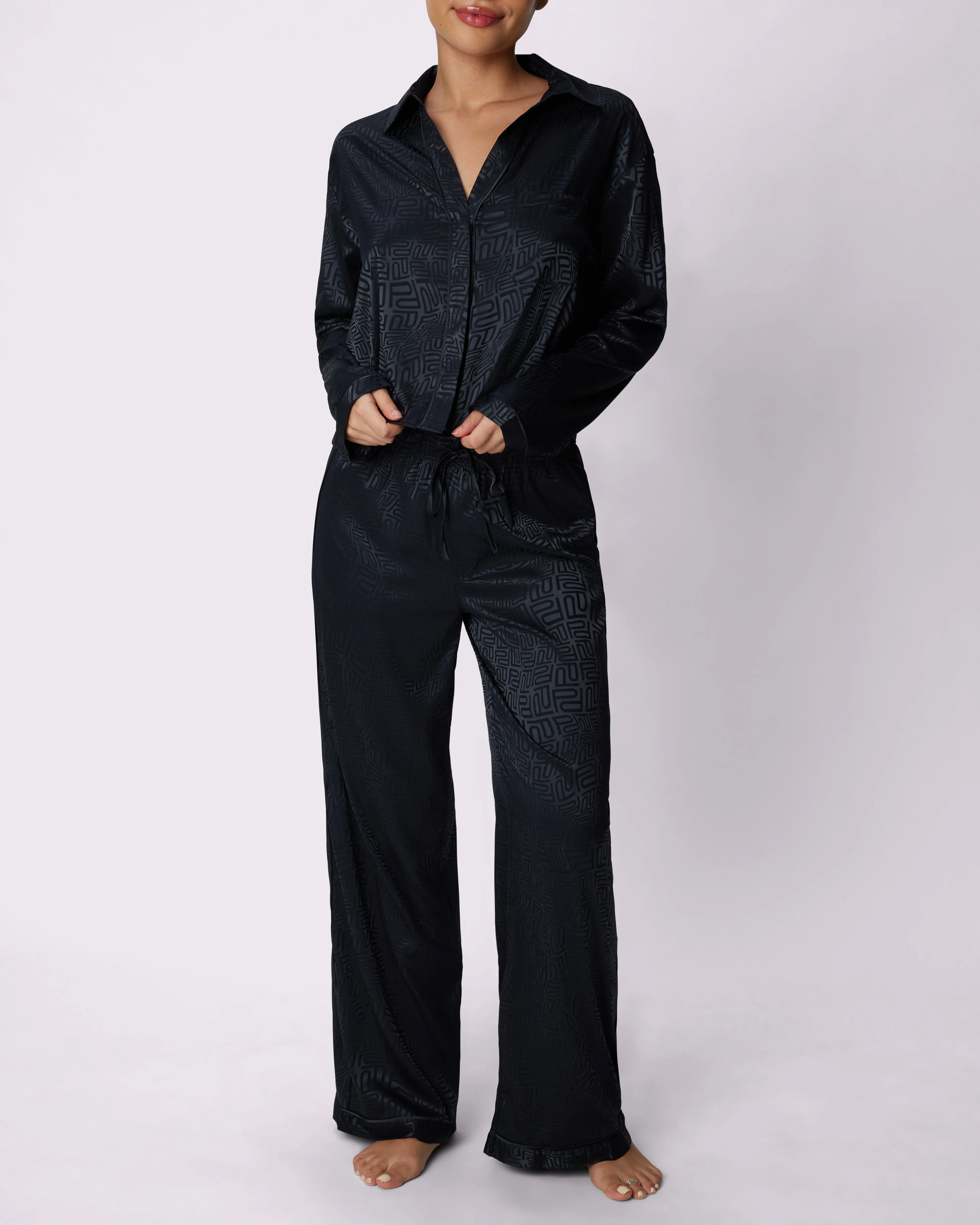 Dream Longsleeve Button Up | Luxe Satin | Archive (Eightball Logo) sold by Parade