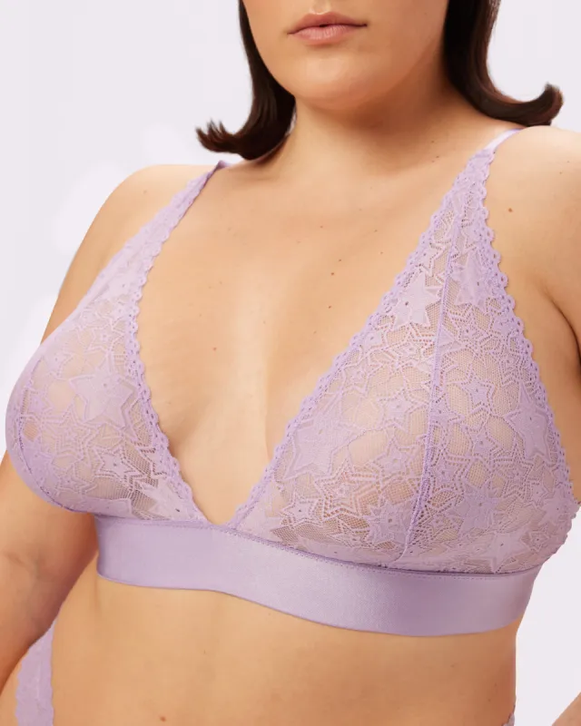 Perfect Lace Plunge Bralette | Soft Lace in Stars | Archive (Mood Ring) sold by Parade