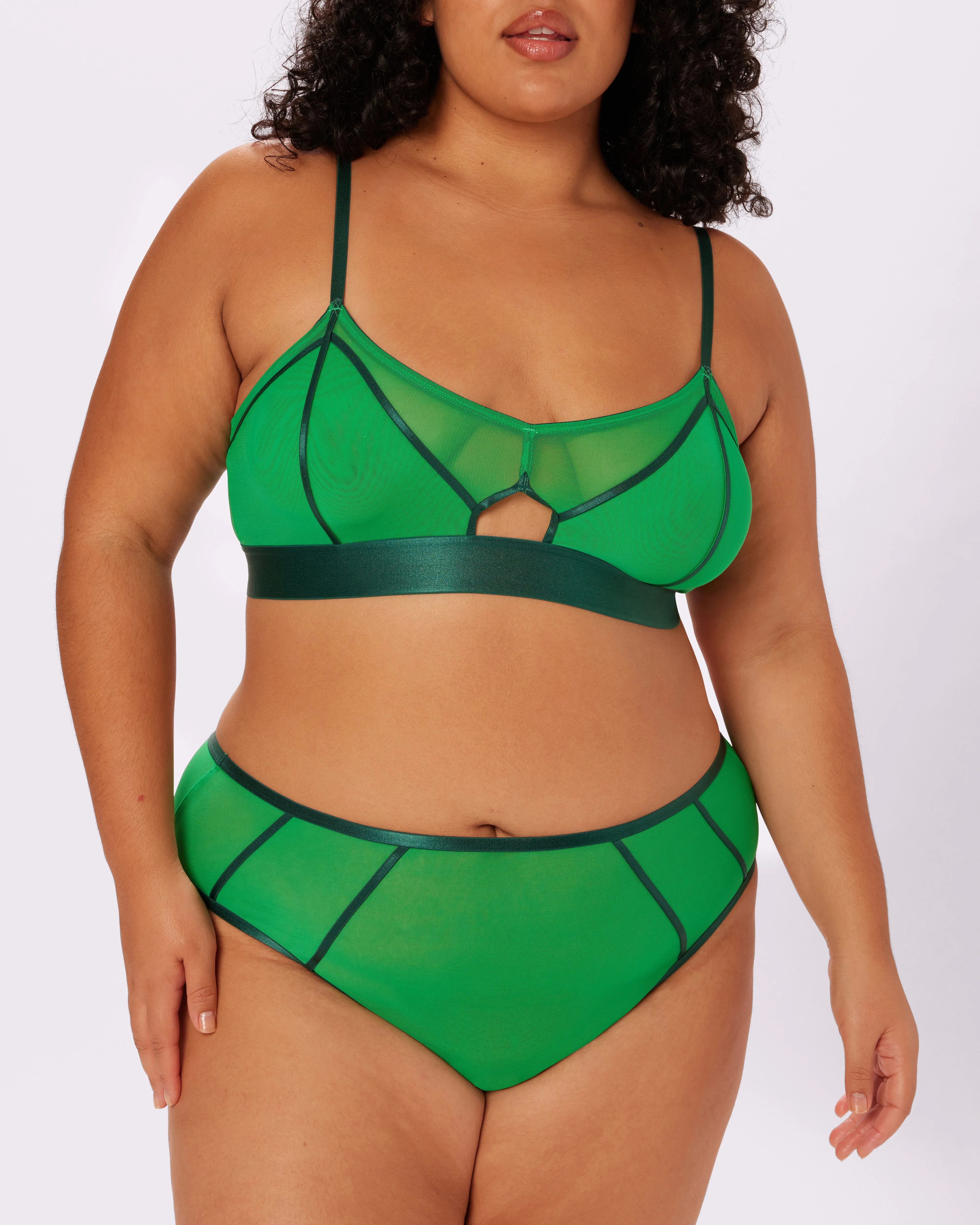 Sheer Sculpt Pop Cutout Triangle Bralette | Silky Mesh | Archive (June Bug) sold by Parade product image thumbnail 5