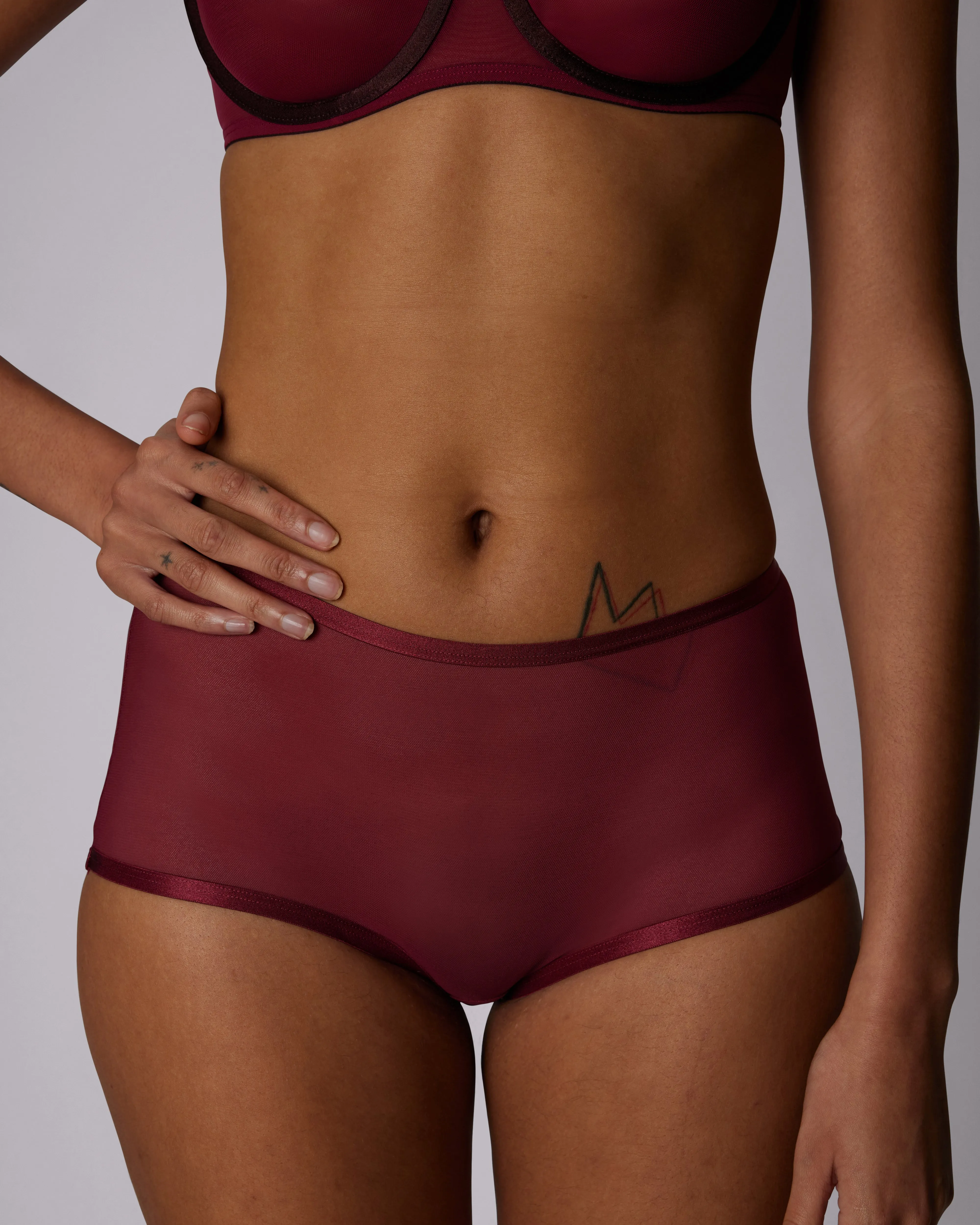 High Rise Boyshort | Silky Mesh | Archive (Lambrusco) sold by Parade product image thumbnail 2
