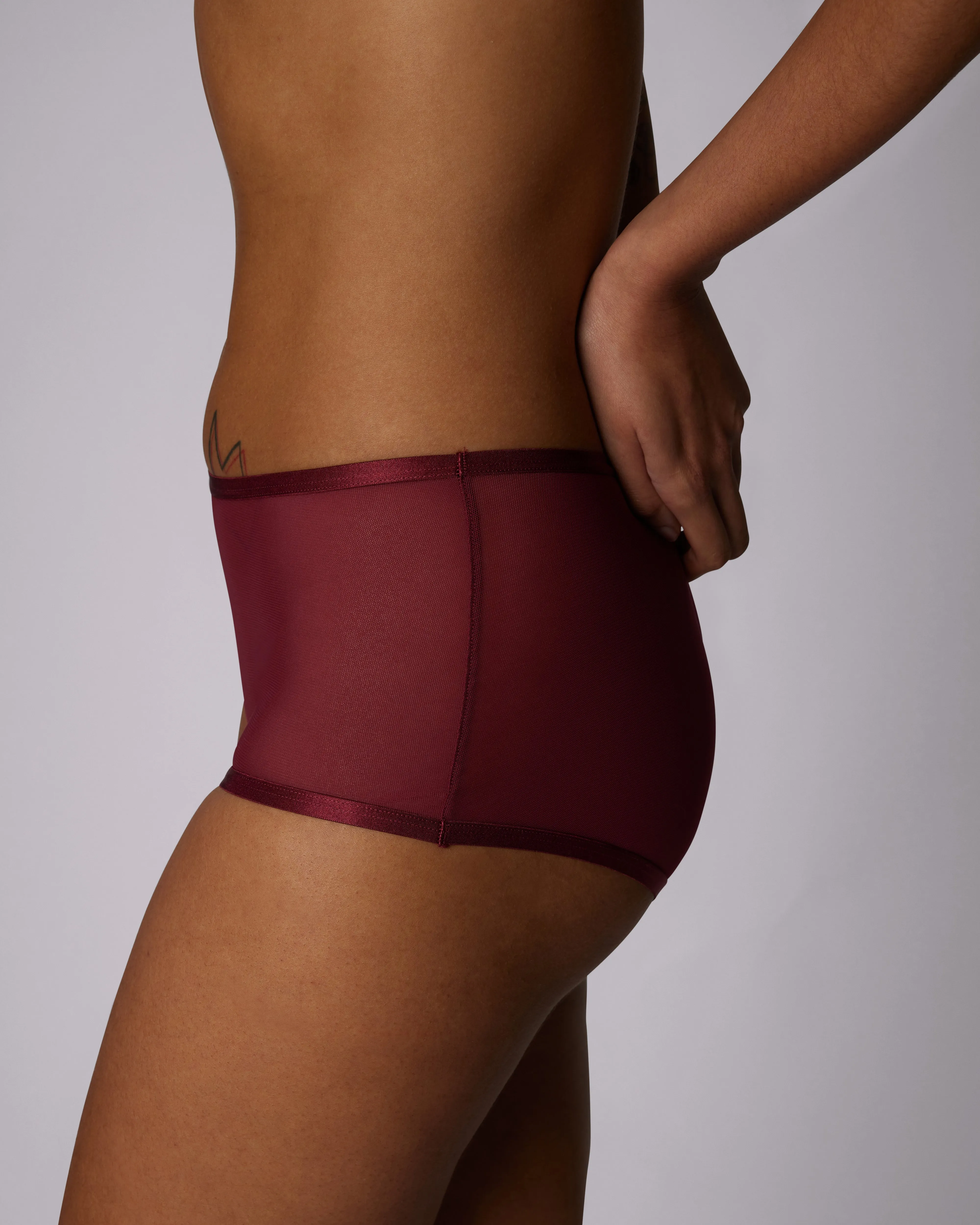 High Rise Boyshort | Silky Mesh | Archive (Lambrusco) sold by Parade