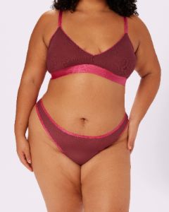High Cut Thong | Silky Mesh (Blackberry) sold by Parade