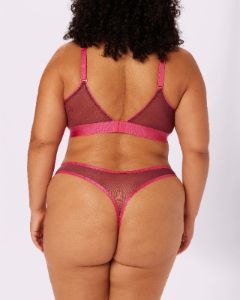 High Cut Thong | Silky Mesh (Blackberry) sold by Parade