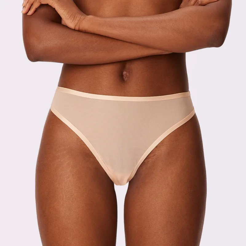 3XL High Cut Thong | Silky Mesh | Archive (Sand) sold by Parade
