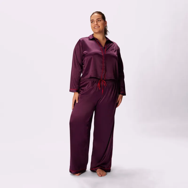 Dream Wide Leg Pants | Luxe Satin | Archive (Bordeaux) sold by Parade