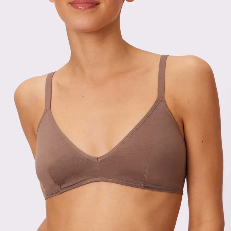 XS Vintage Soft Triangle Bralette | New:Cotton | Archive (Truffle) sold by Parade
