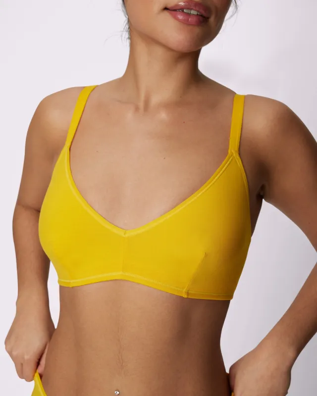 XS Vintage Soft Triangle Bralette | New:Cotton | Archive (Sunshine) sold by Parade