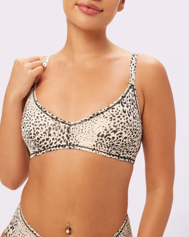 Vintage Soft Triangle Bralette | New:Cotton (Baby Leopard) sold by Parade