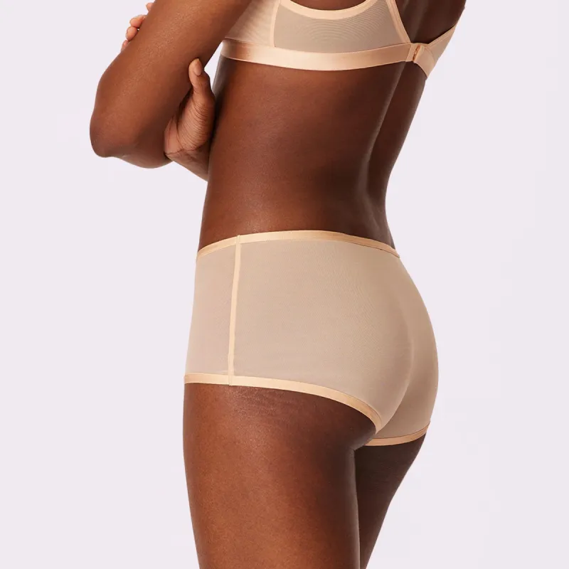 XS High Rise Boyshort | Silky Mesh | Archive (Oatmilk) sold by Parade