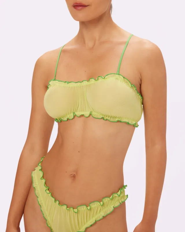 0+ Sheer Romance Flutter Bralette | Silky Mesh | Archive (Limeade) sold by Parade