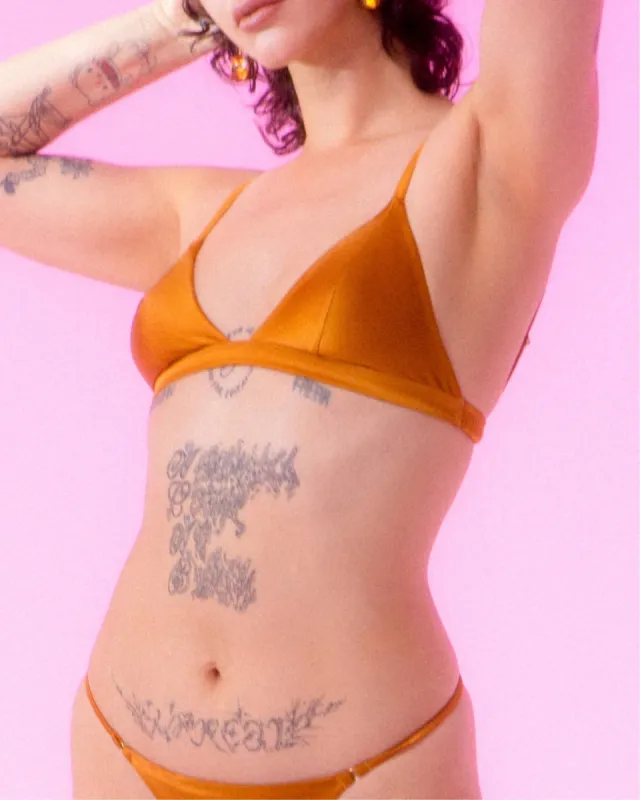 2+ Luminous Glow Triangle Bralette | Glow Satin  | Archive (Burnt Gold) sold by Parade