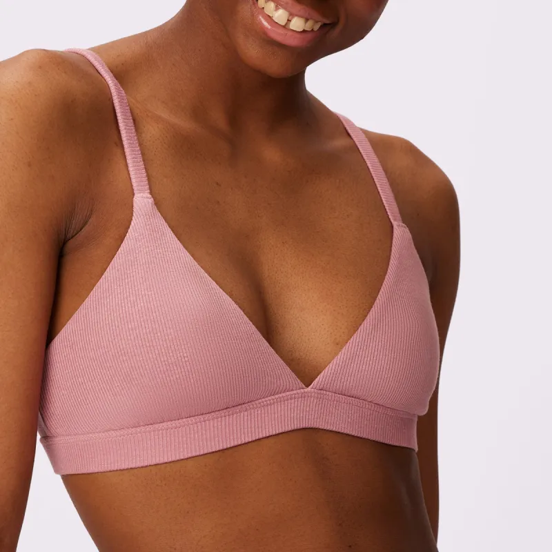 Lush Strappy Triangle Bralette | Lush Rib | Archive (Rose Petal) sold by Parade