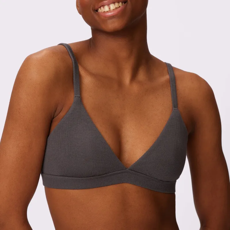 Lush Strappy Triangle Bralette | Lush Rib | Archive (Blackened Pearl) sold by Parade