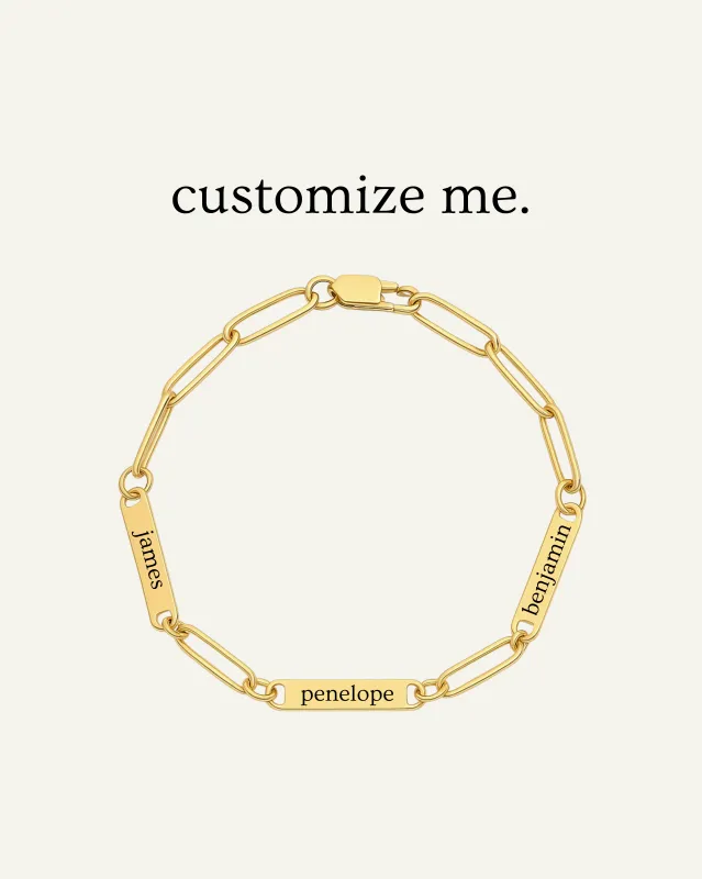 Engraved 3 Bar Bracelet - Paperclip sold by Sydney Rose
