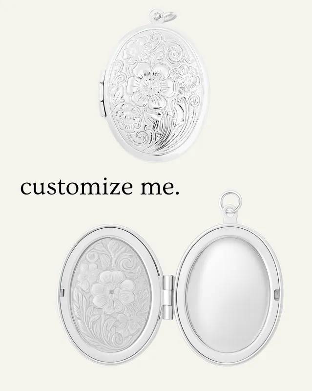 Engraved Secret Garden Oval Locket ( Silver) sold by Sydney Rose