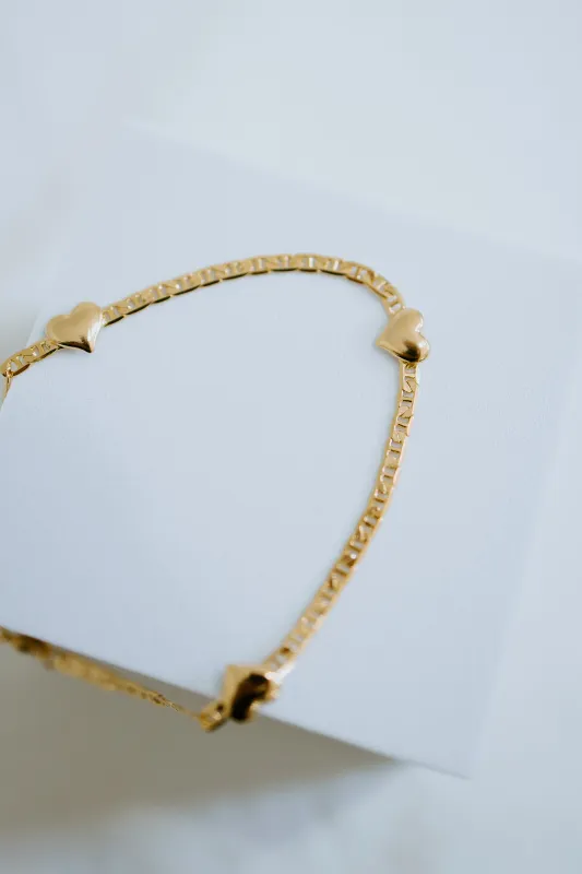 Figaro + Heart Anklet made by Sydney Rose